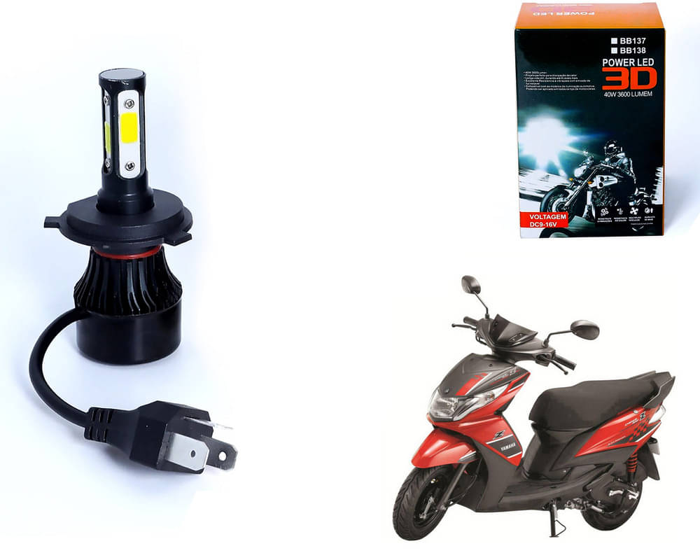    			M3 4 Side H4 LED Headlight Bulb with Cooling Fan Head Lamp Kit (40W, White) For - Yamaha Ray Z
