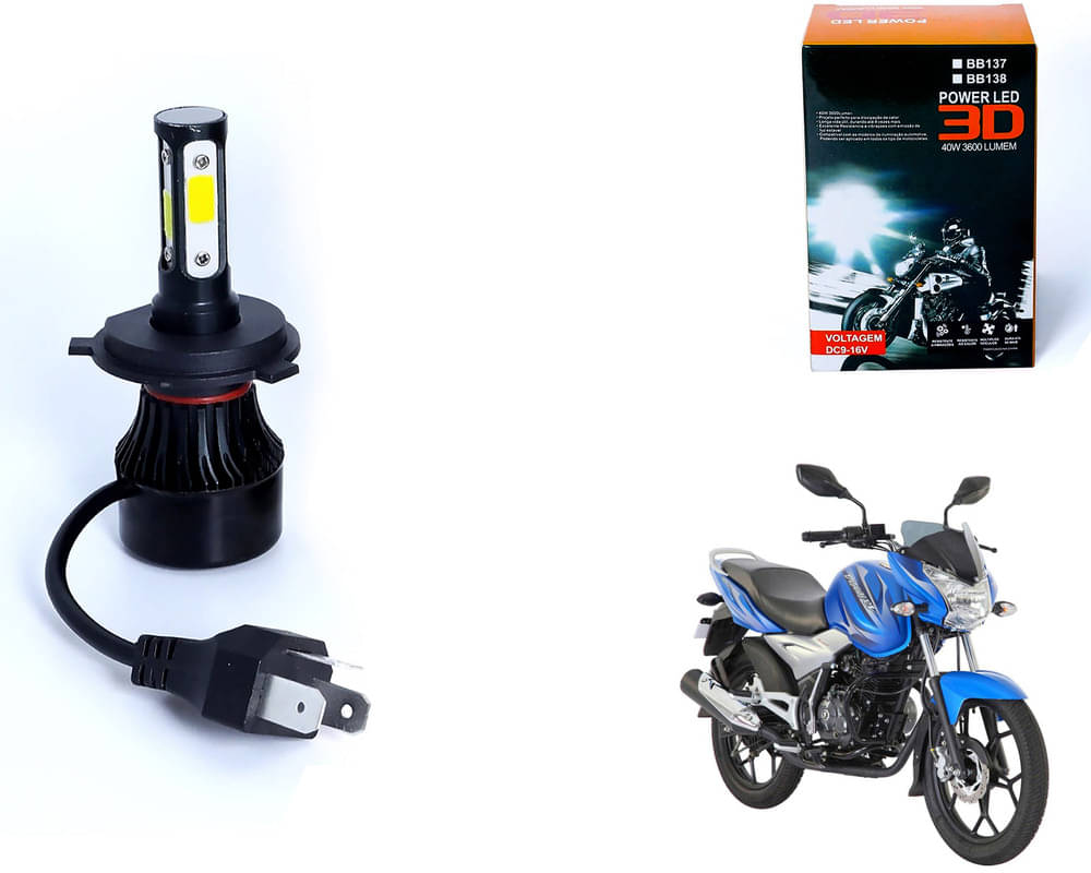     			M3 4 Side H4 LED Headlight Bulb with Cooling Fan Head Lamp Kit (40W, White) - Discover 100 M DTS-i