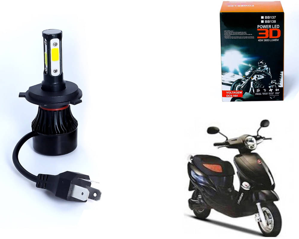     			M3 4 Side H4 LED Headlight Bulb with Cooling Fan Head Lamp Kit (40W, White) For - Photon