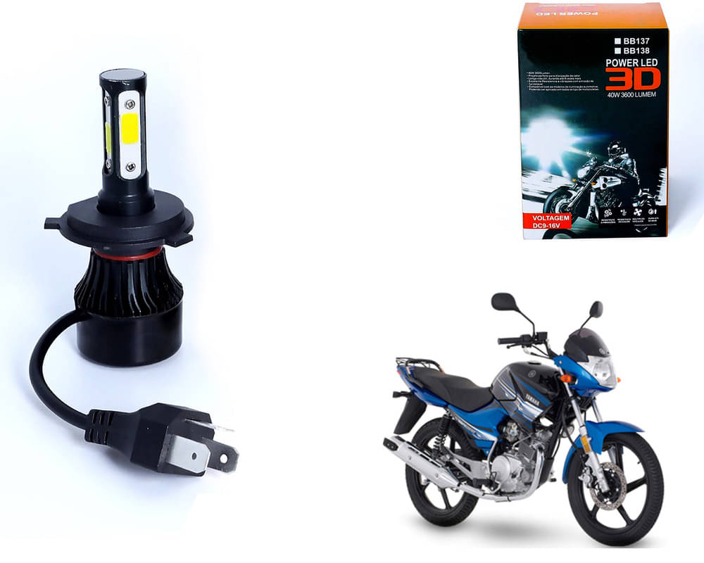     			M3 4 Side H4 LED Headlight Bulb with Cooling Fan Head Lamp Kit (40W, White) For - Yamaha YBR 125