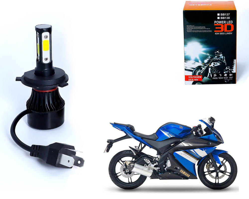     			M3 4 Side H4 LED Headlight Bulb with Cooling Fan Head Lamp Kit (40W, White) For - Yamaha YZF R15