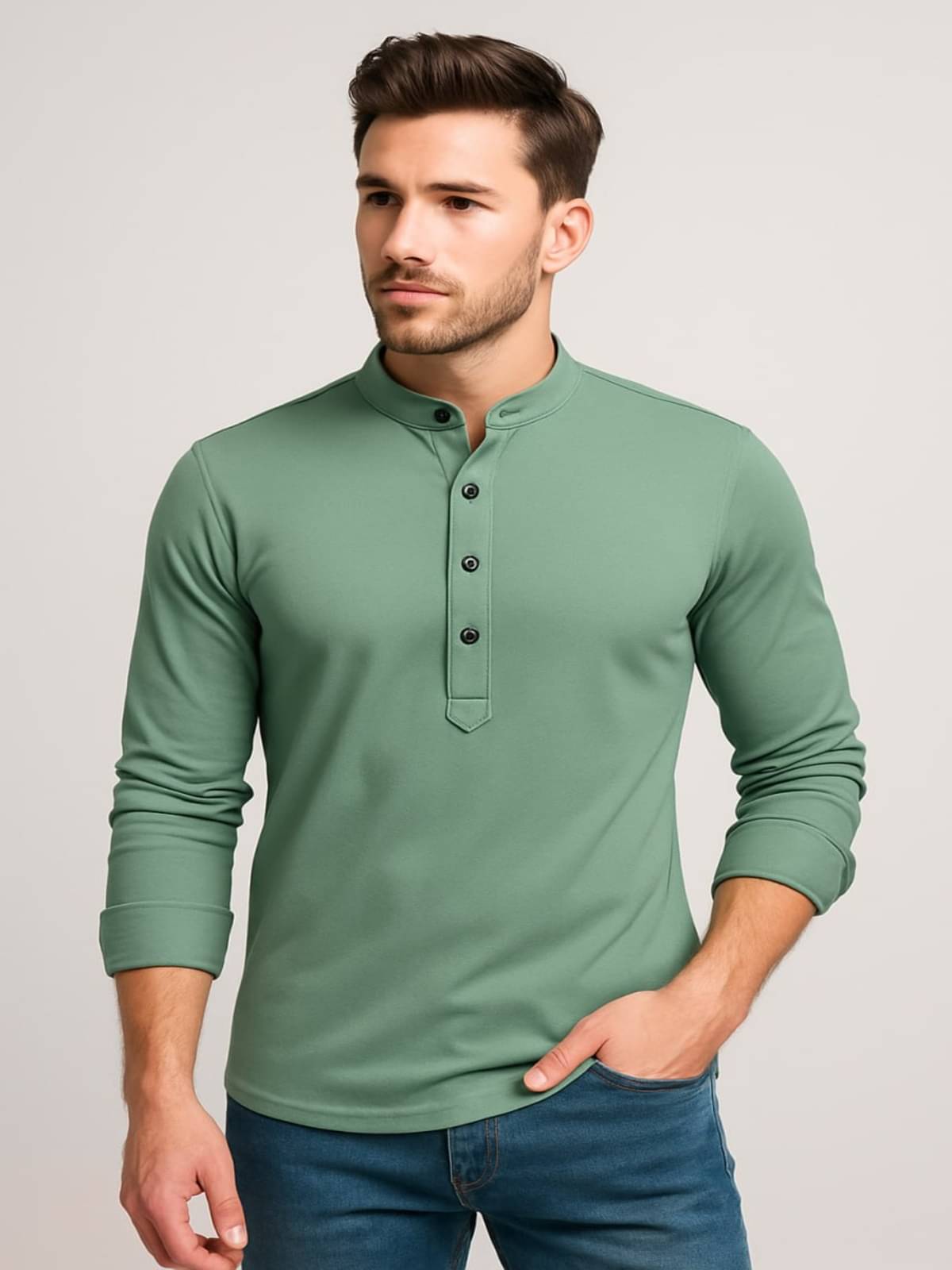 Vrinda Creation Green Cotton Blend Men's Regular Kurta ( Pack of 1 ) Vrinda Creation Green Cotton Blend Men's Regular Kurta ( Pack of 1 )