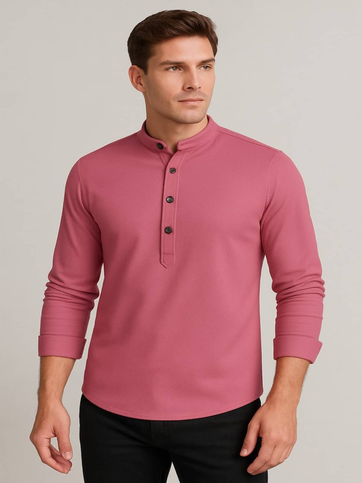 Vrinda Creation Pink Cotton Blend Men's Regular Kurta ( Pack of 1 ) Vrinda Creation Pink Cotton Blend Men's Regular Kurta ( Pack of 1 )