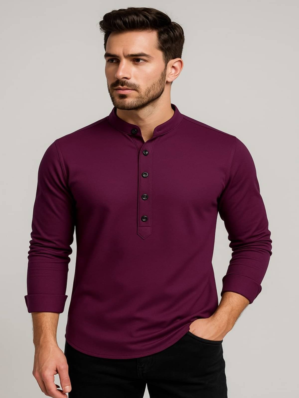     			Vrinda Creation Purple Cotton Blend Men's Regular Kurta ( Pack of 1 )