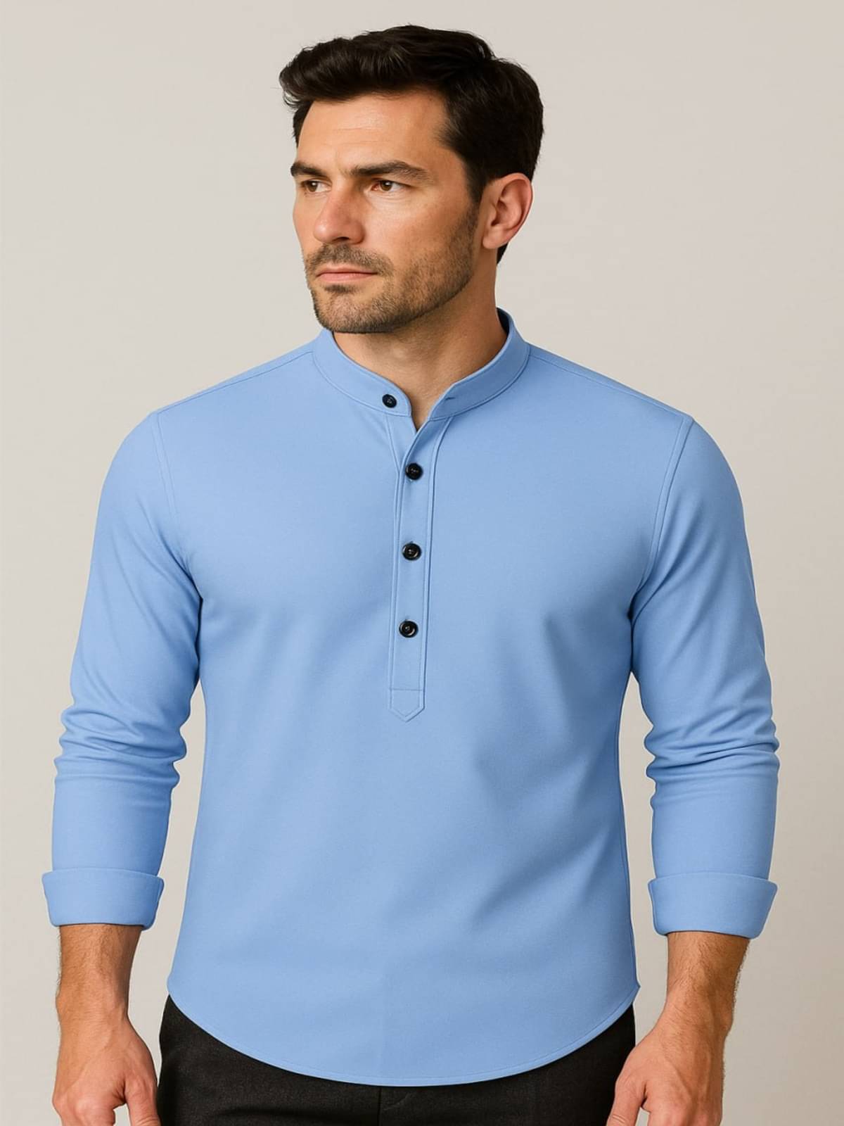 Vrinda Creation Sky Blue Cotton Blend Men's Regular Kurta ( Pack of 1 ) Vrinda Creation Sky Blue Cotton Blend Men's Regular Kurta ( Pack of 1 )