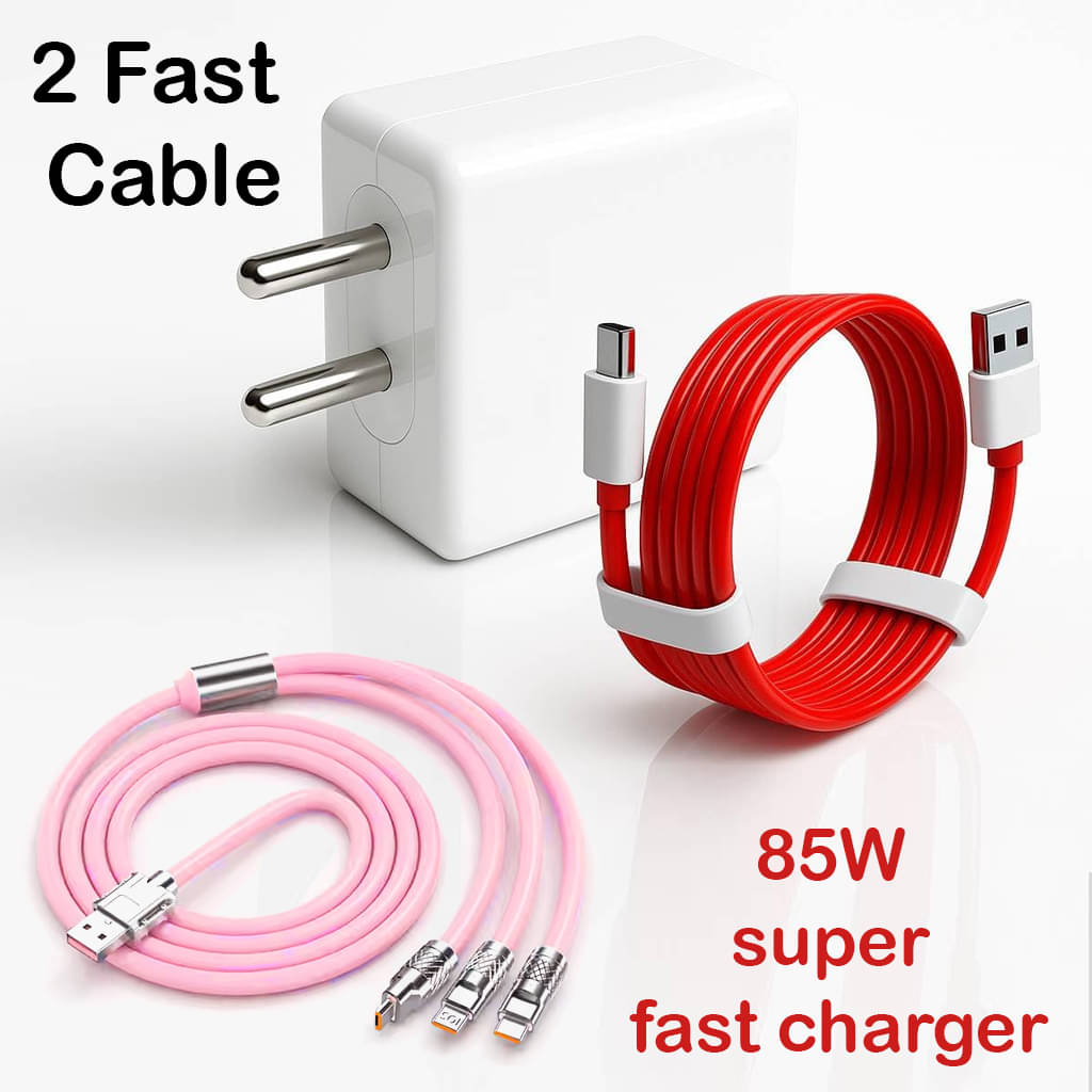     			COMBO Universal 85W Power Adapter – Fast Charger with Type-C, Micro USB & Lightning Cable