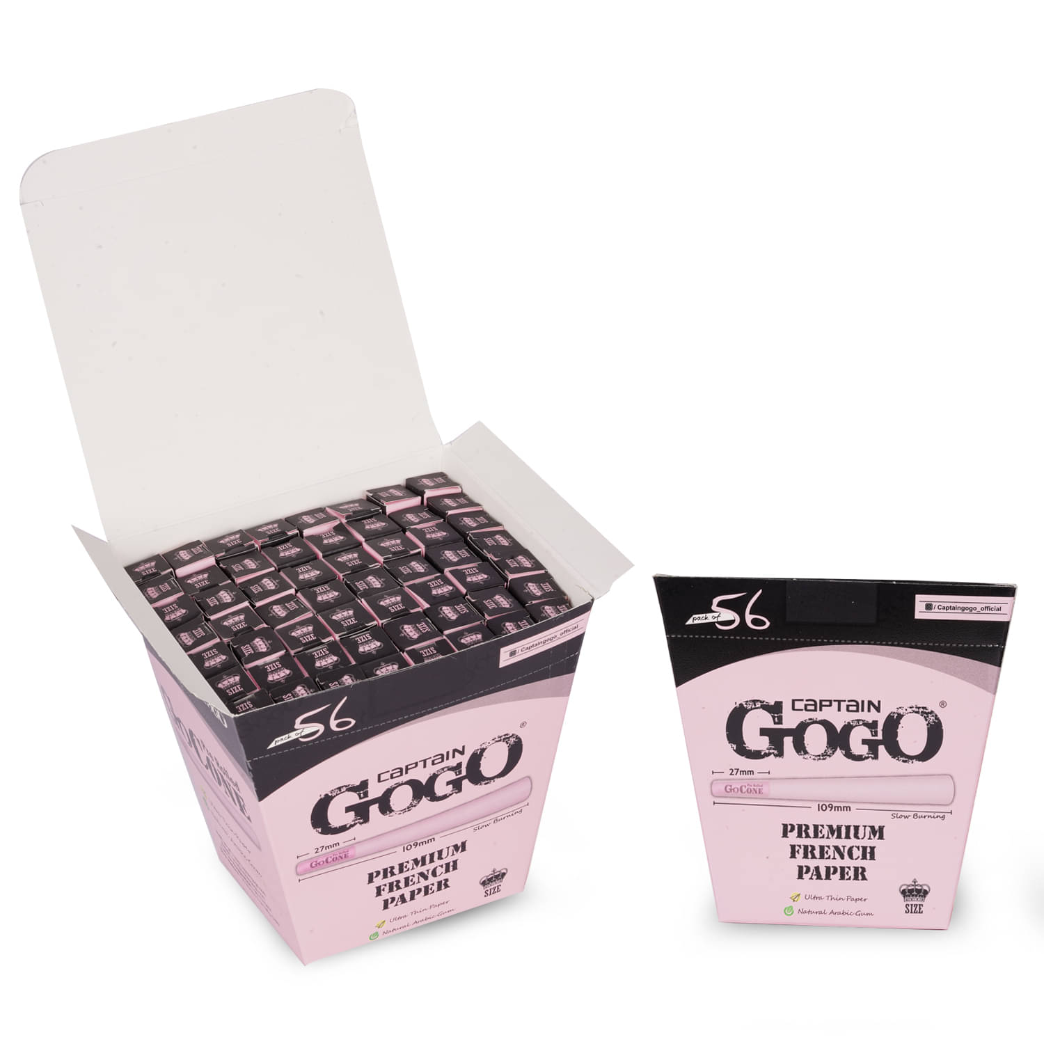     			Captain Gogo Cone 56 – Pink Pre-Rolled Cones Rolling Paper king Size (109mm)