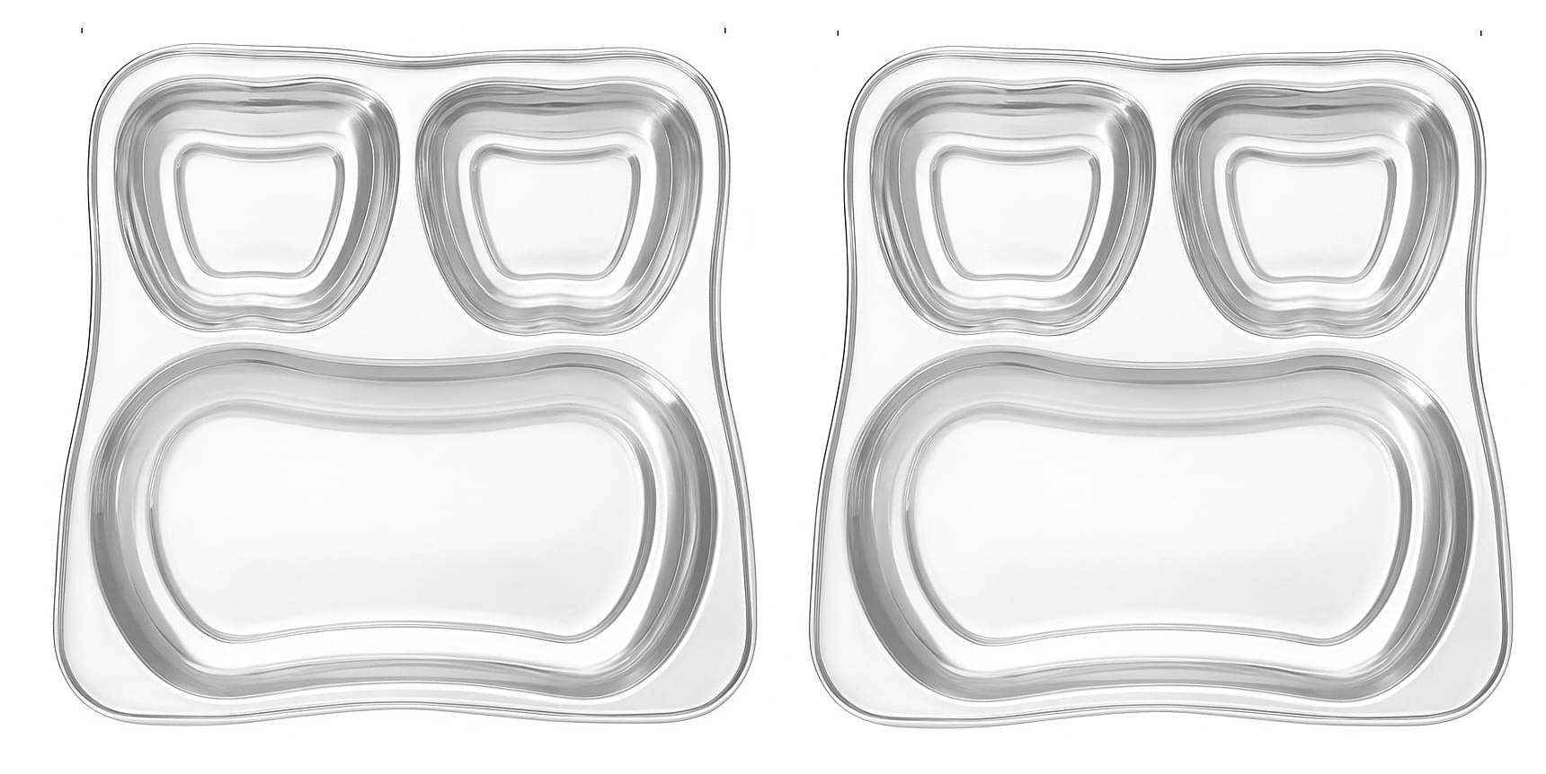 Dynore 2 Pcs Stainless Steel Silver Partition Plate Dynore 2 Pcs Stainless Steel Silver Partition Plate
