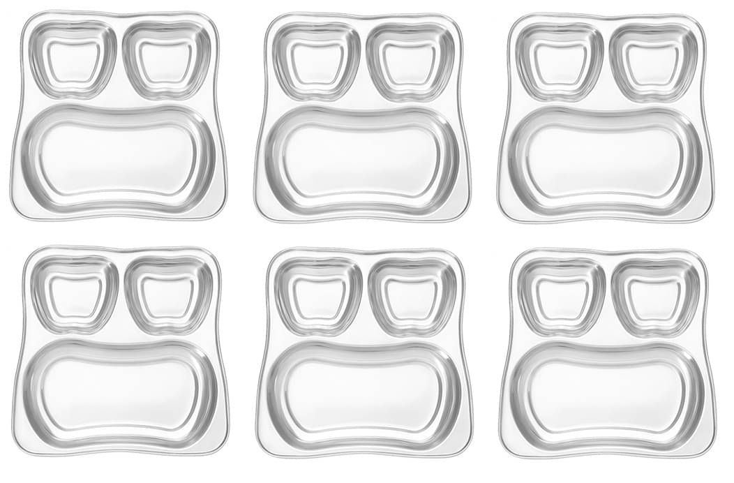     			Dynore 6 Pcs Stainless Steel Silver Partition Plate