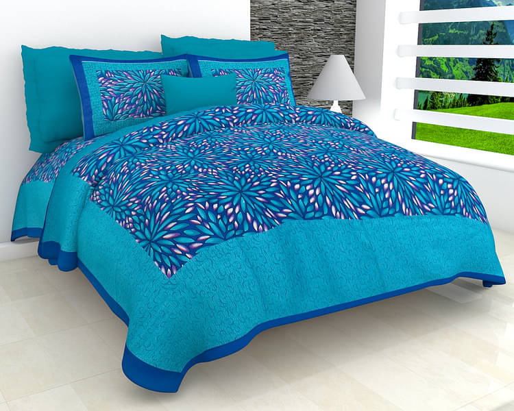 FrionKandy Living Cotton 1 Double Bedsheet with 2 Pillow Covers ( Light Blue ) FrionKandy Living Cotton 1 Double Bedsheet with 2 Pillow Covers ( Light Blue )