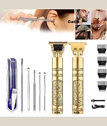 Gatih Trimmer +Wax Cleaner Gold Cordless Beard Trimmer With 120 minutes Runtime