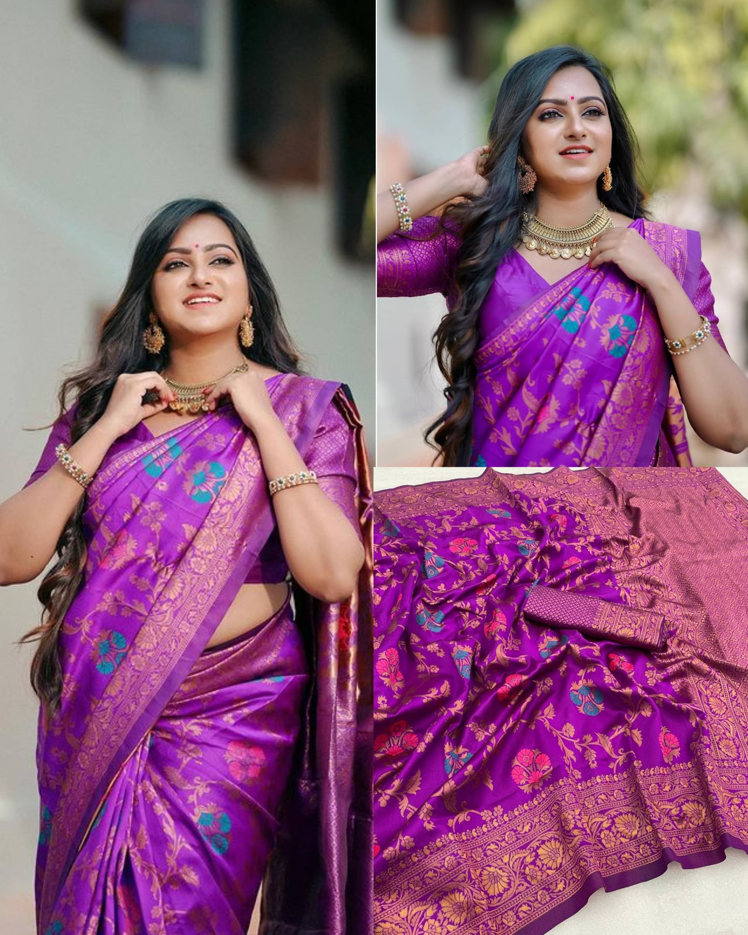 INDIAN SILKS Silk Blend Printed Banarasi saree With Unstitched Blouse Piece ( Pink ) INDIAN SILKS Silk Blend Printed Banarasi saree With Unstitched Blouse Piece ( Pink )