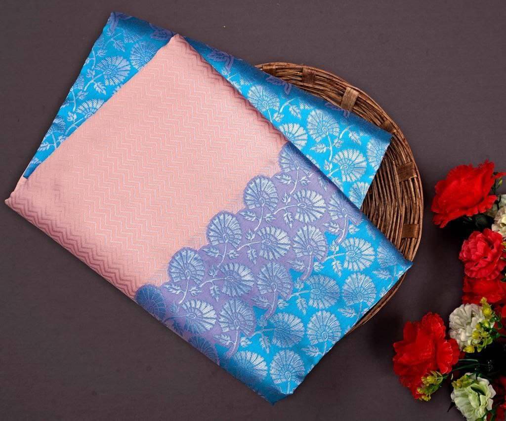     			INDIAN SILKS Silk Blend Printed Banarasi saree With Unstitched Blouse Piece ( Multicolor )