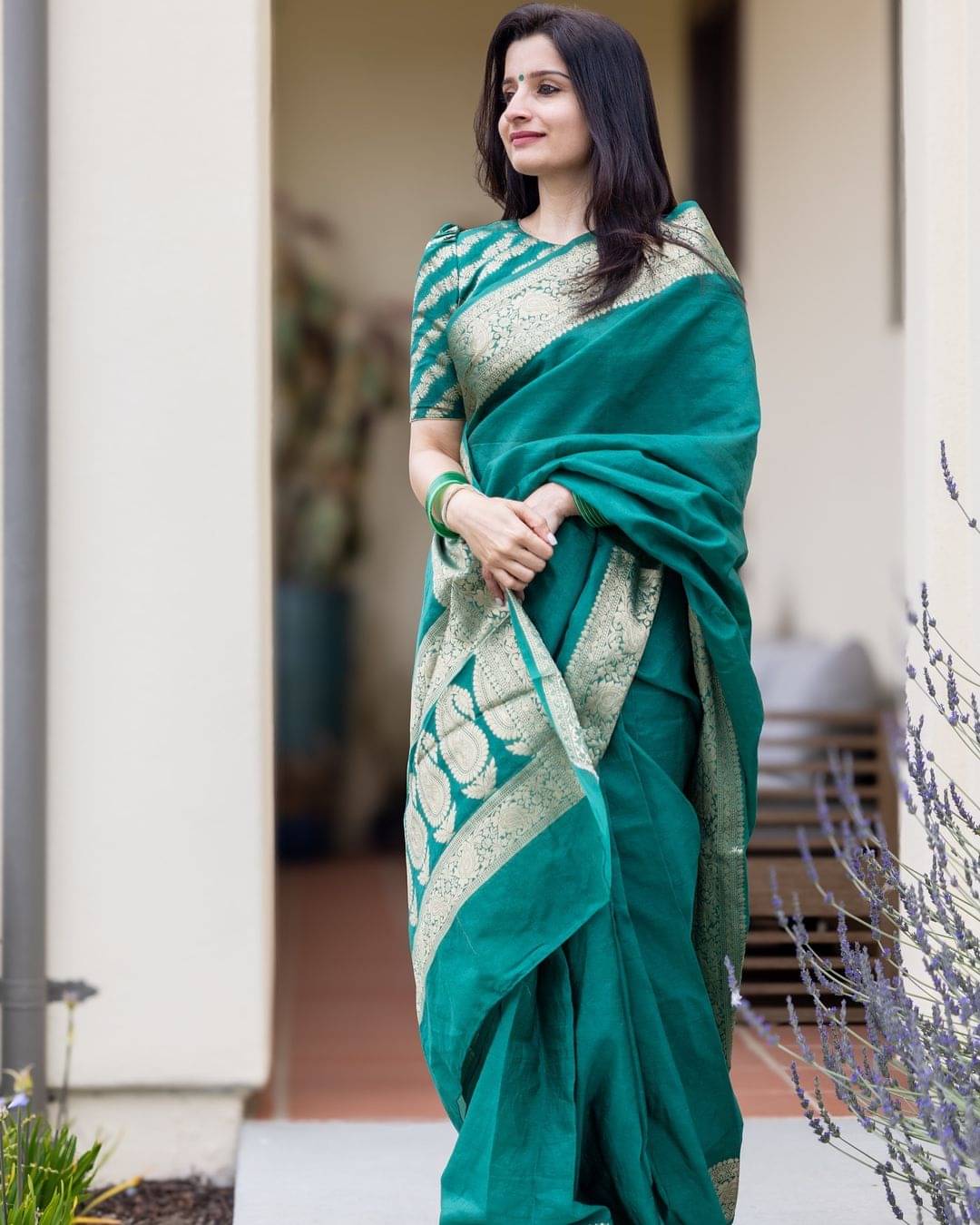 INDIAN SILKS Silk Printed Banarasi saree With Unstitched Blouse Piece ( Teal ) INDIAN SILKS Silk Printed Banarasi saree With Unstitched Blouse Piece ( Teal )