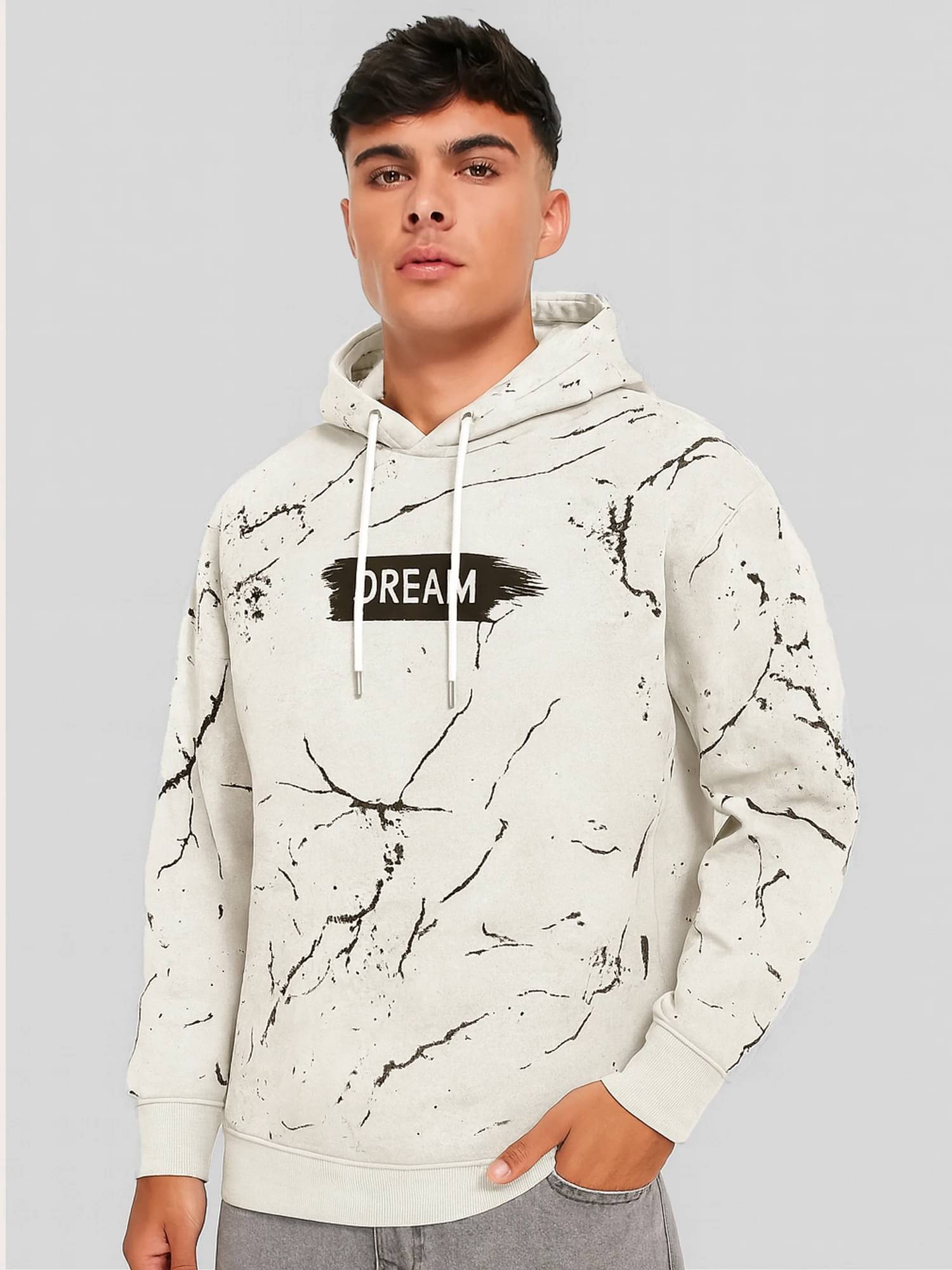 JUMP CUTS Fleece Hooded Men's Sweatshirt - White ( Pack of 1 ) JUMP CUTS Fleece Hooded Men's Sweatshirt - White ( Pack of 1 )