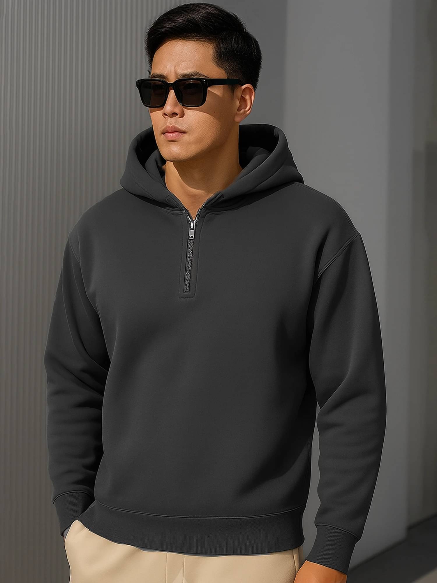     			JUMP CUTS Fleece Hooded Men's Sweatshirt - Grey ( Pack of 1 )