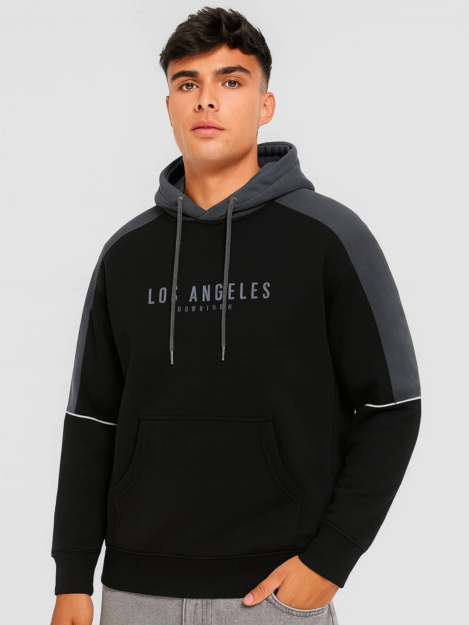     			JUMP CUTS Fleece Hooded Men's Sweatshirt - Black ( Pack of 1 )