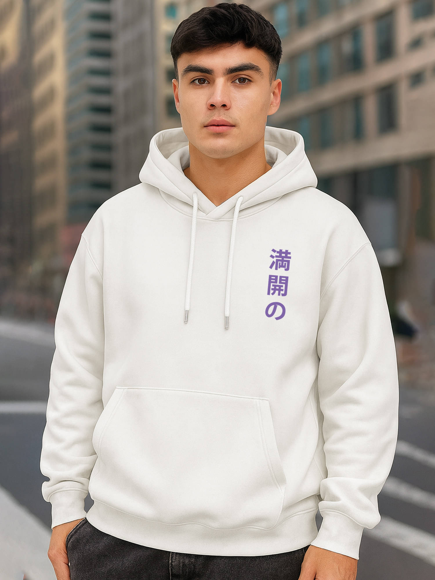     			JUMP CUTS Fleece Hooded Men's Sweatshirt - White ( Pack of 1 )