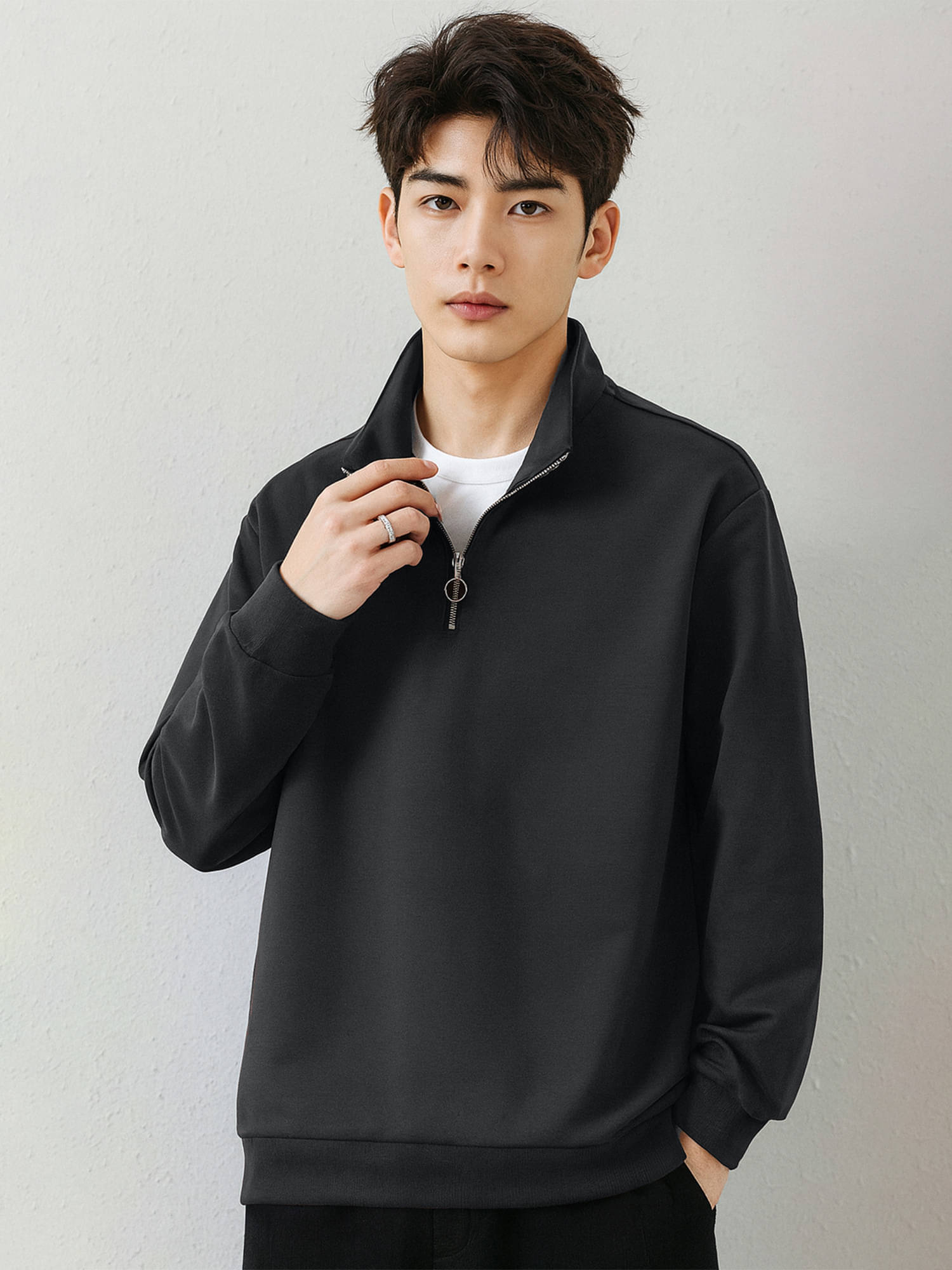     			JUMP CUTS Fleece Polo Collar Men's Sweatshirt - Grey ( Pack of 1 )