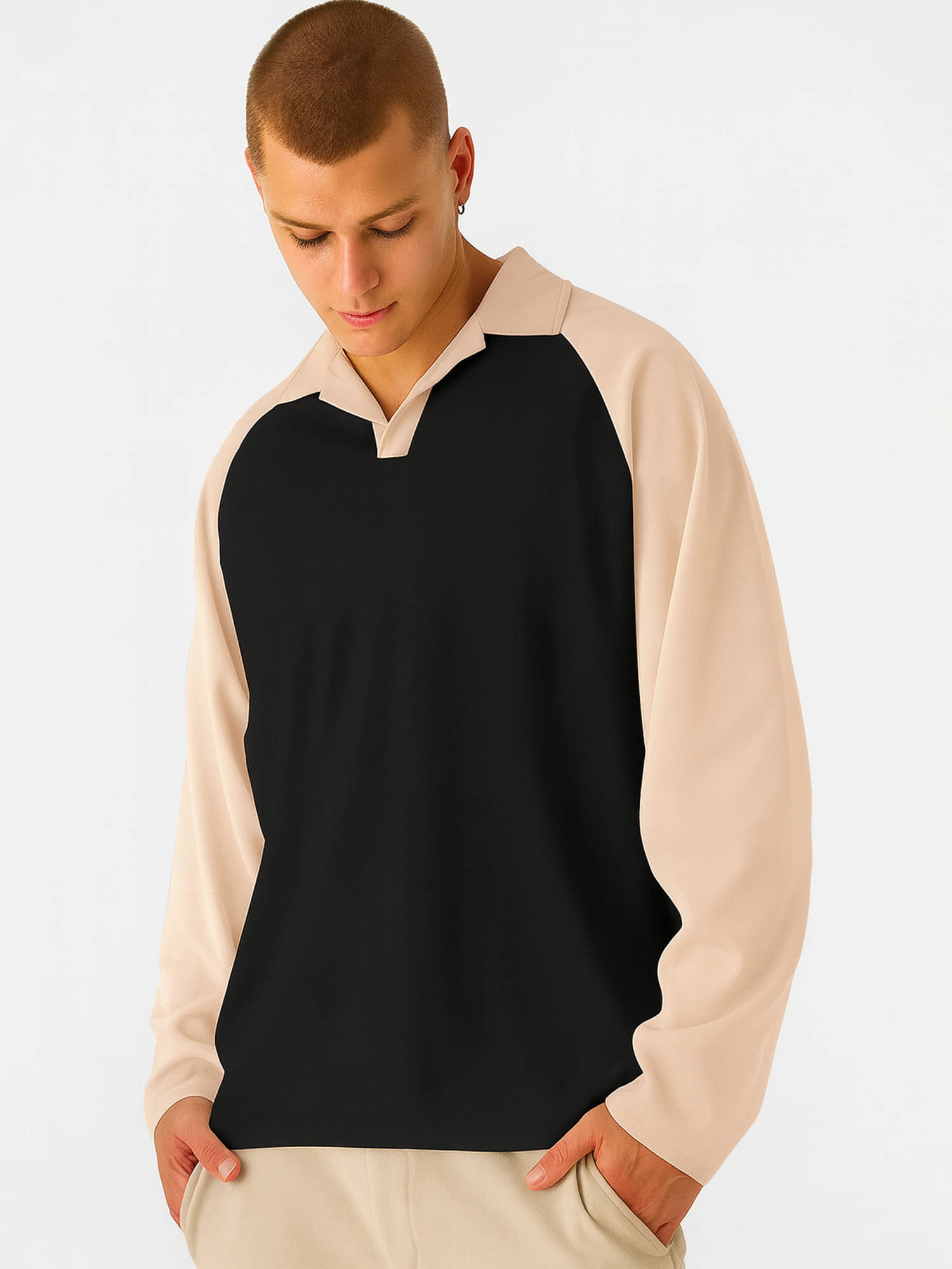 JUMP CUTS Fleece Polo Collar Men's Sweatshirt - Black ( Pack of 1 ) JUMP CUTS Fleece Polo Collar Men's Sweatshirt - Black ( Pack of 1 )