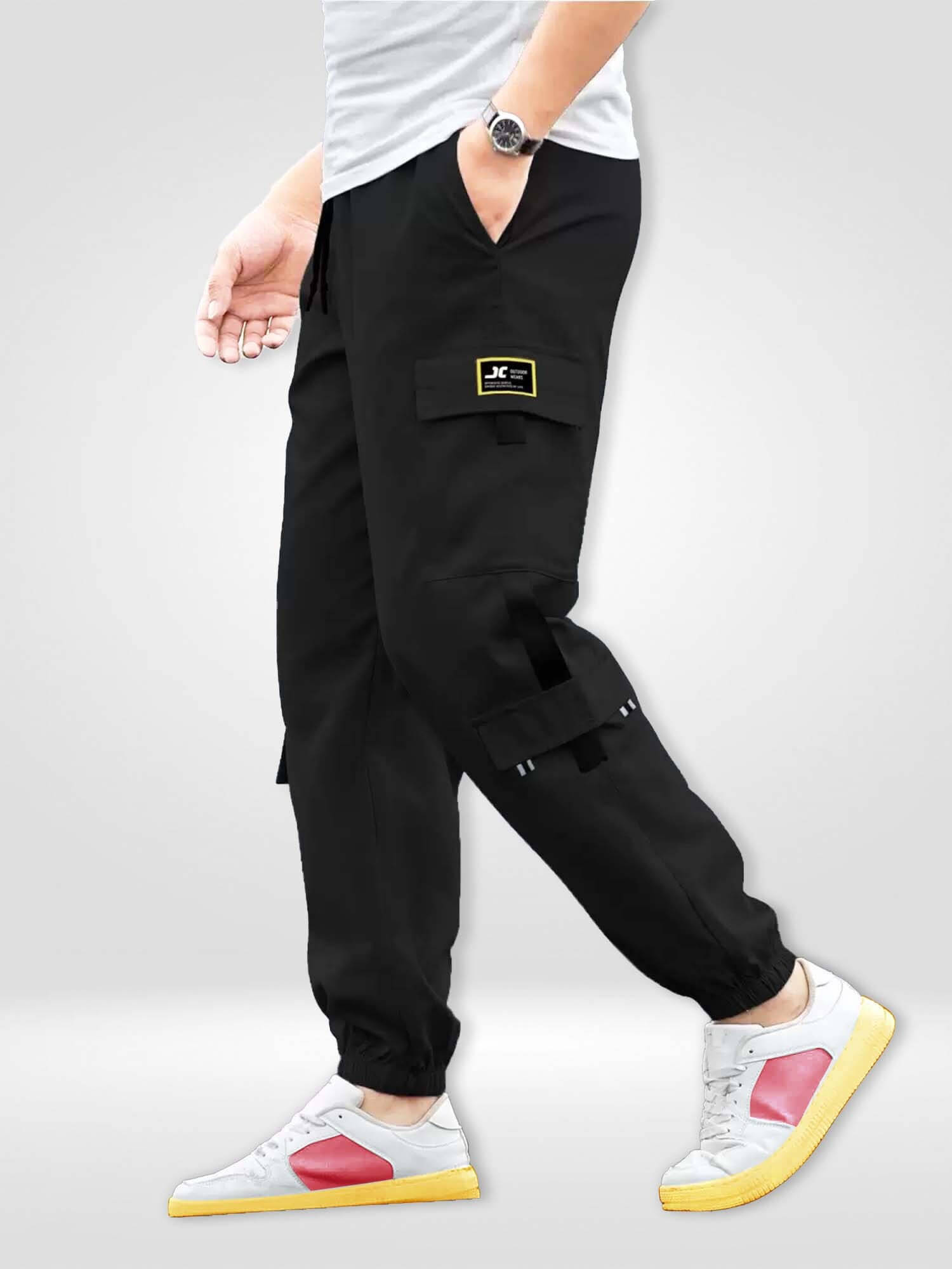     			JUMP CUTS Pack of 1 Boys Polyester Cargos ( Black )