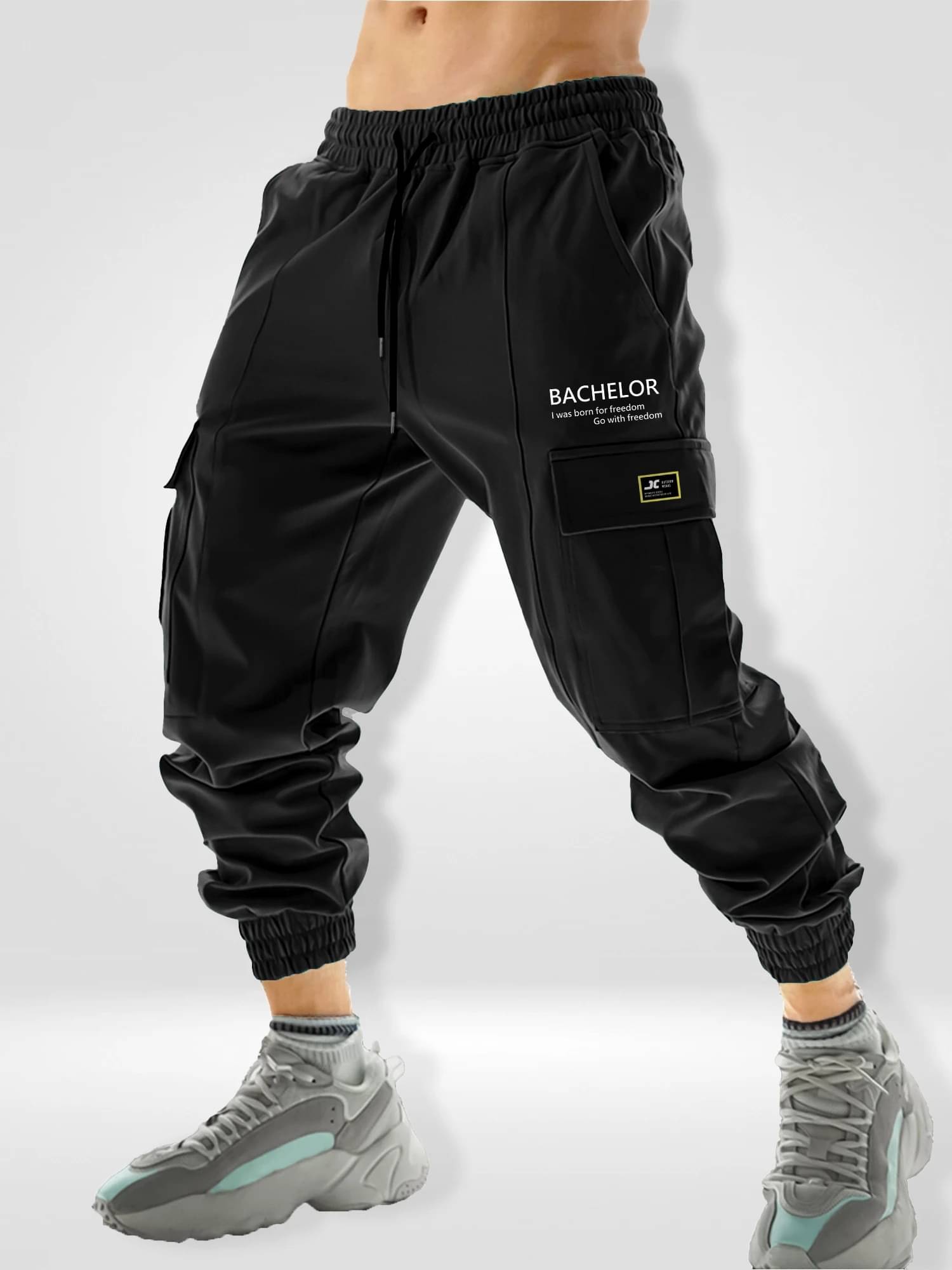     			JUMP CUTS Pack of 1 Boys Polyester Cargos ( Black )