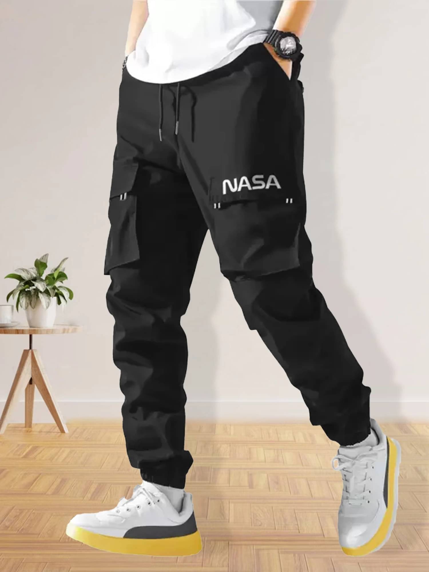     			JUMP CUTS Pack of 1 Boys Polyester Cargos ( Black )