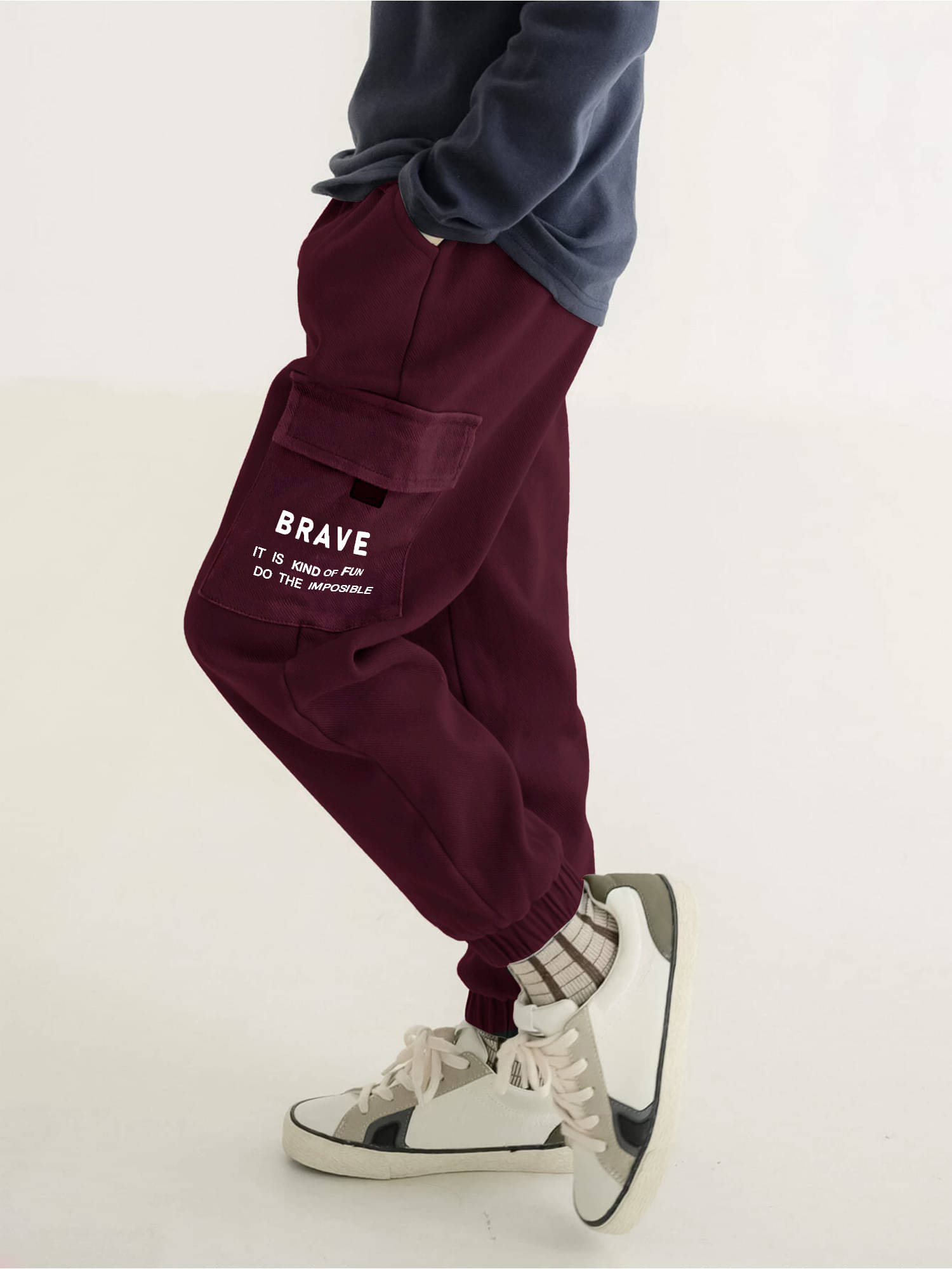     			JUMP CUTS Pack of 1 Boys Polyester Cargos ( Maroon )