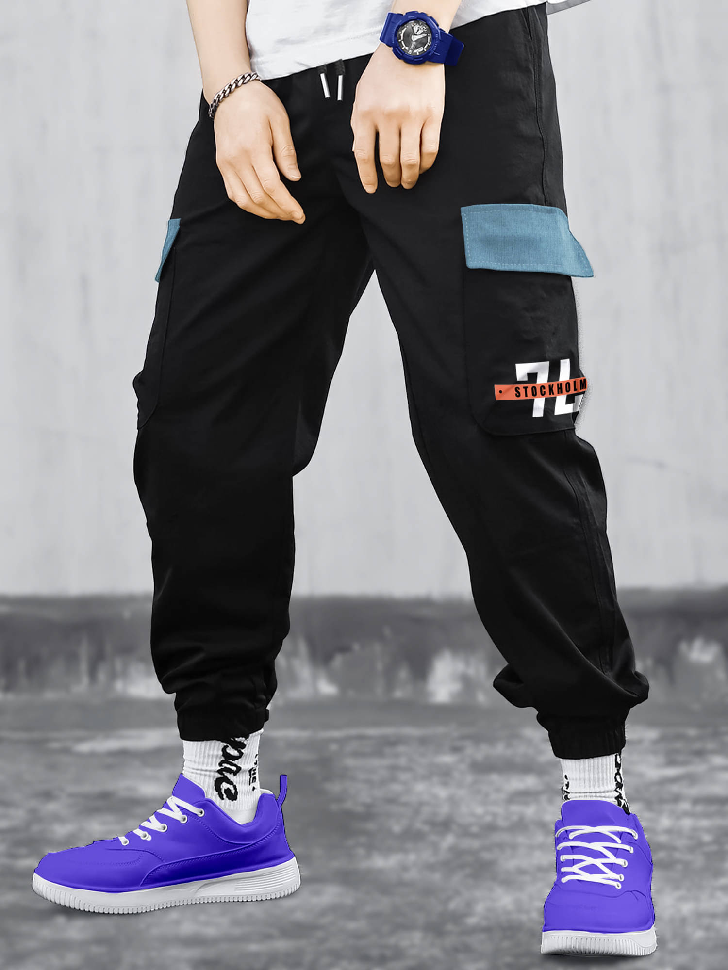     			JUMP CUTS Pack of 1 Boys Polyester Cargos ( Black )