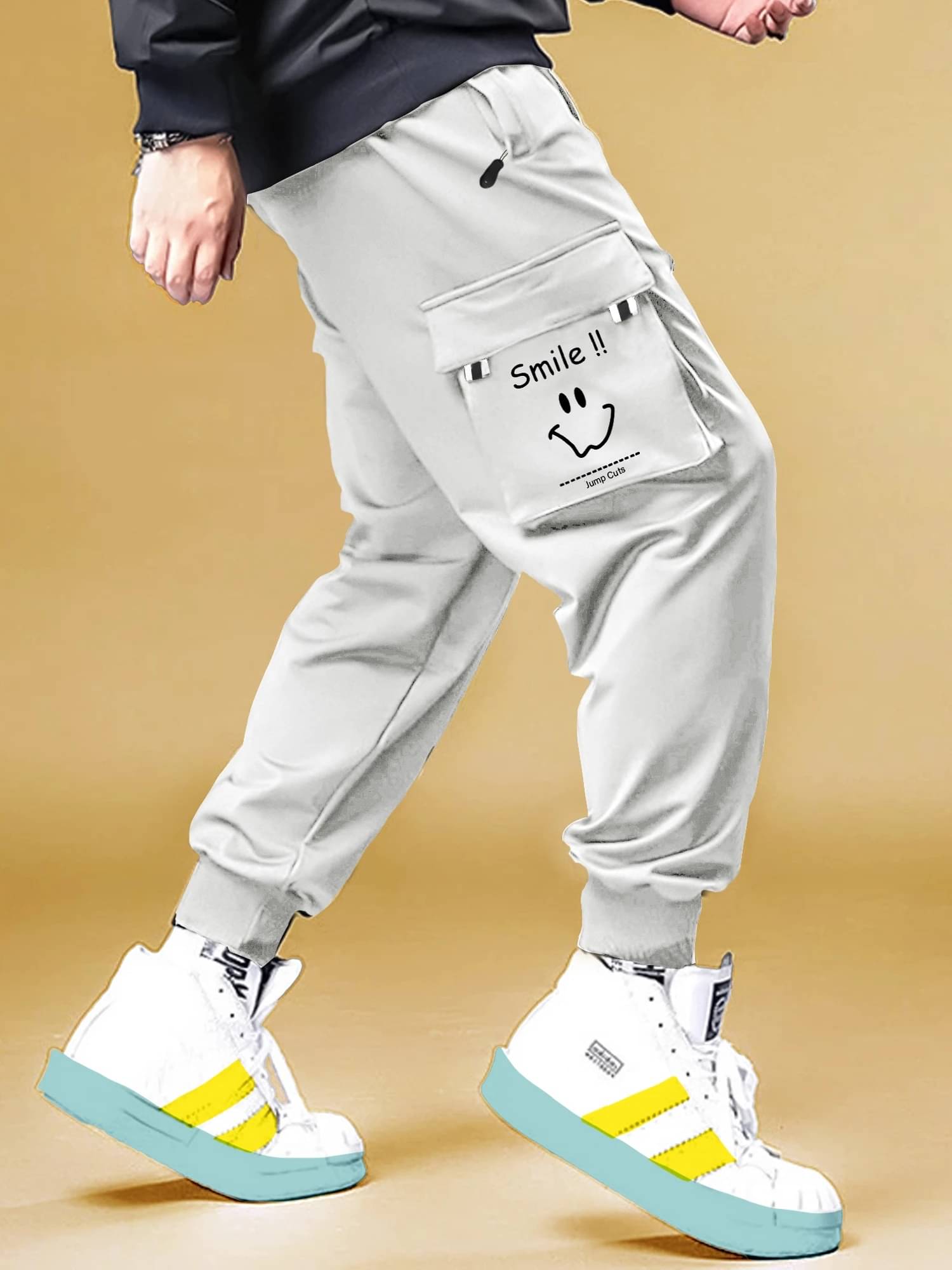     			JUMP CUTS Pack of 1 Boys Polyester Cargos ( Grey )
