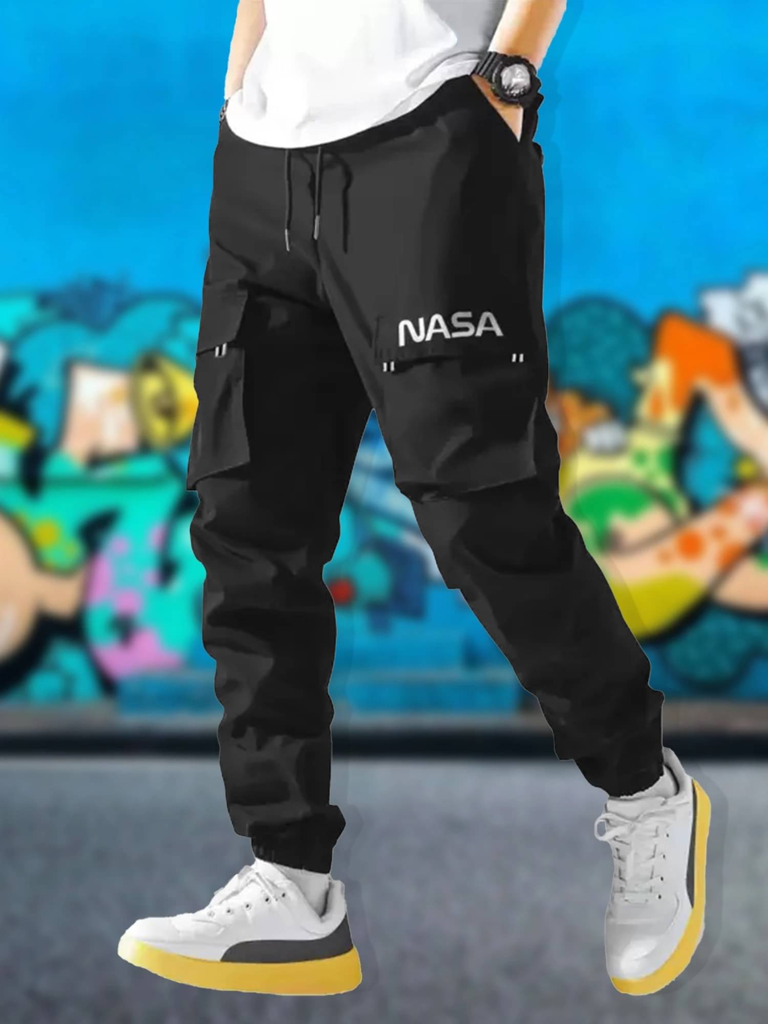     			JUMP CUTS Pack of 1 Boys Polyester Cargos ( Black )