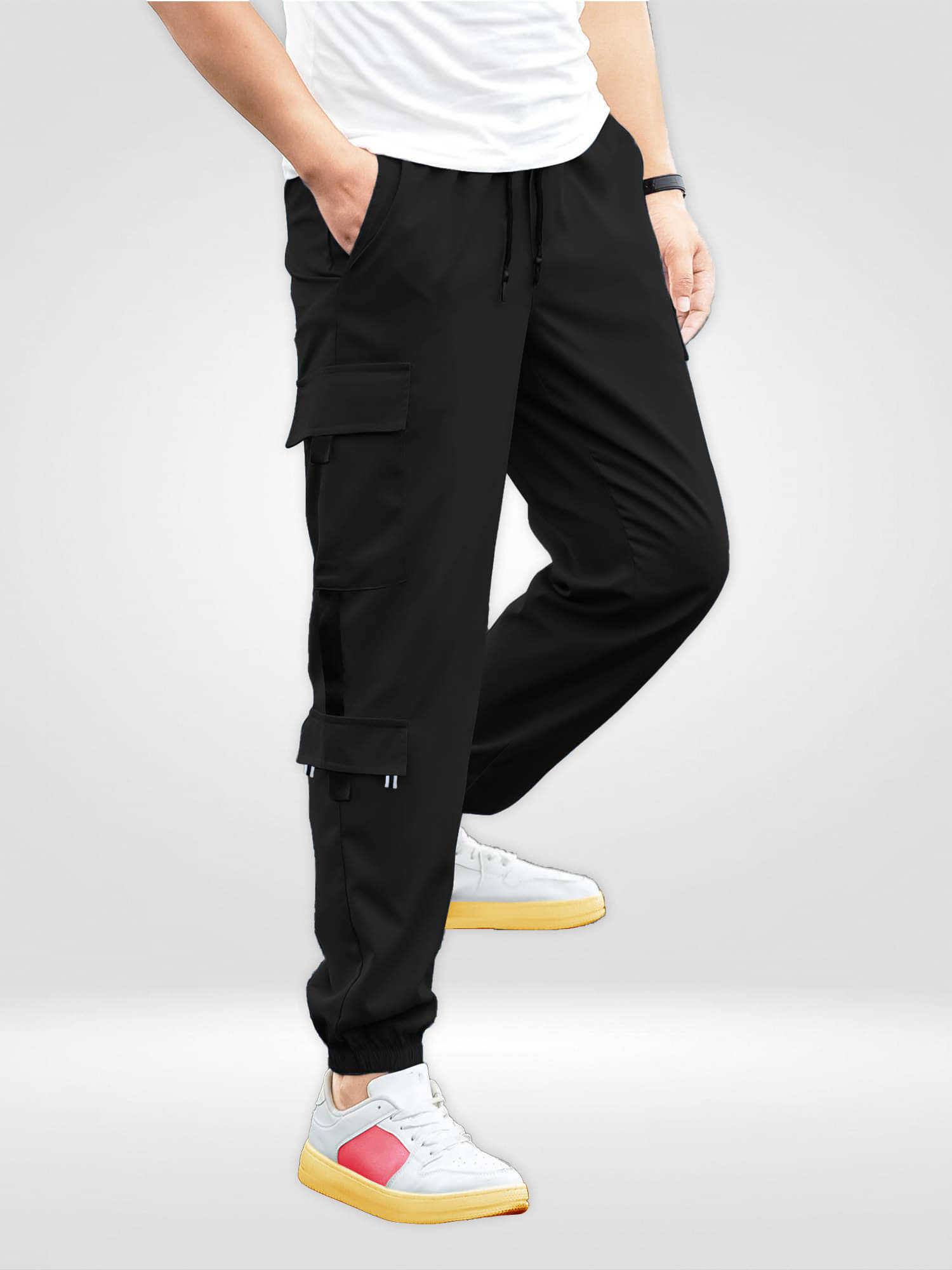     			JUMP CUTS Pack of 1 Boys Polyester Cargos ( Black )