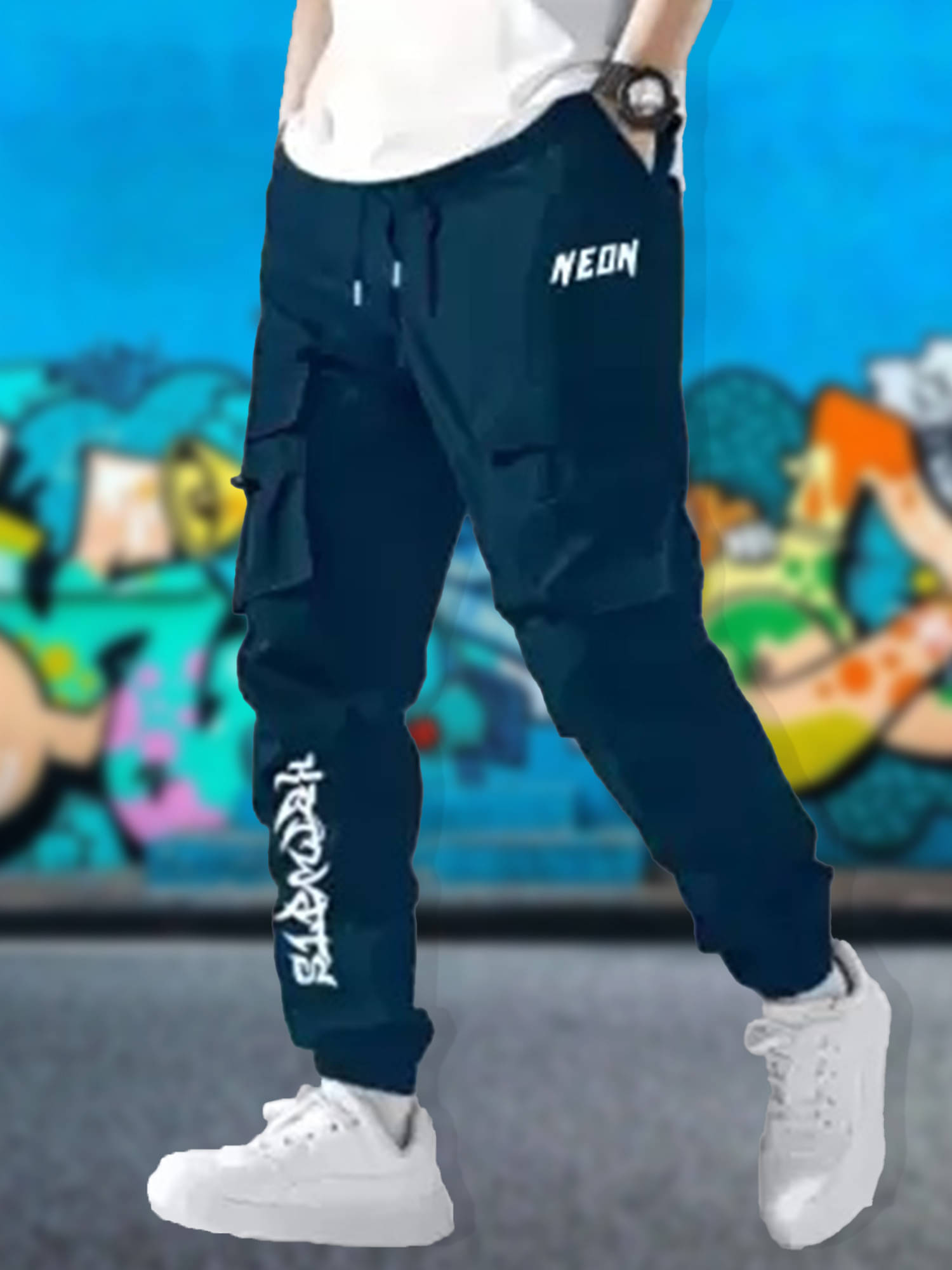     			JUMP CUTS Regular Flat Men's Cargos - Blue ( Pack of 1 )