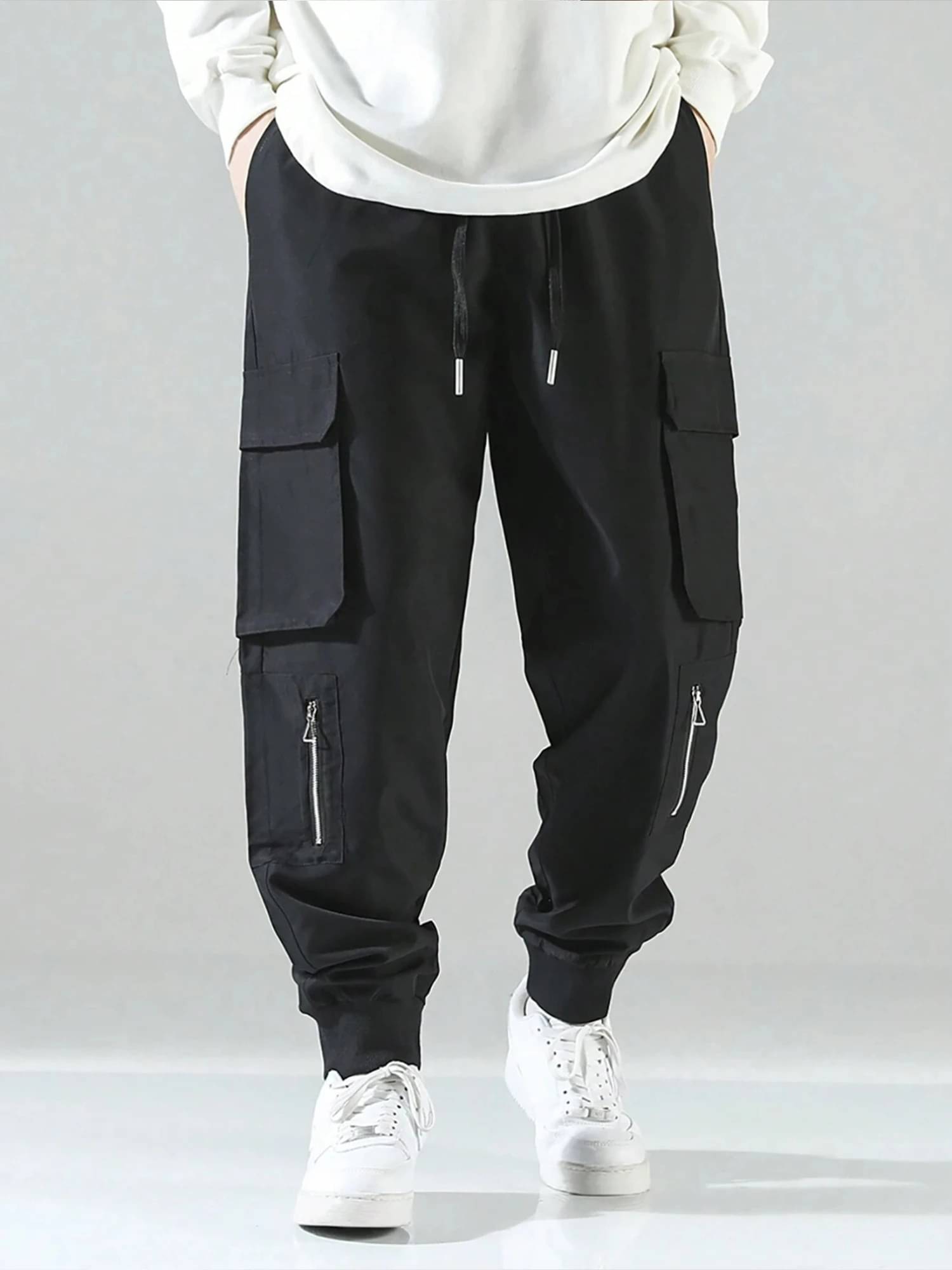     			JUMP CUTS Regular Flat Men's Cargos - Black ( Pack of 1 )