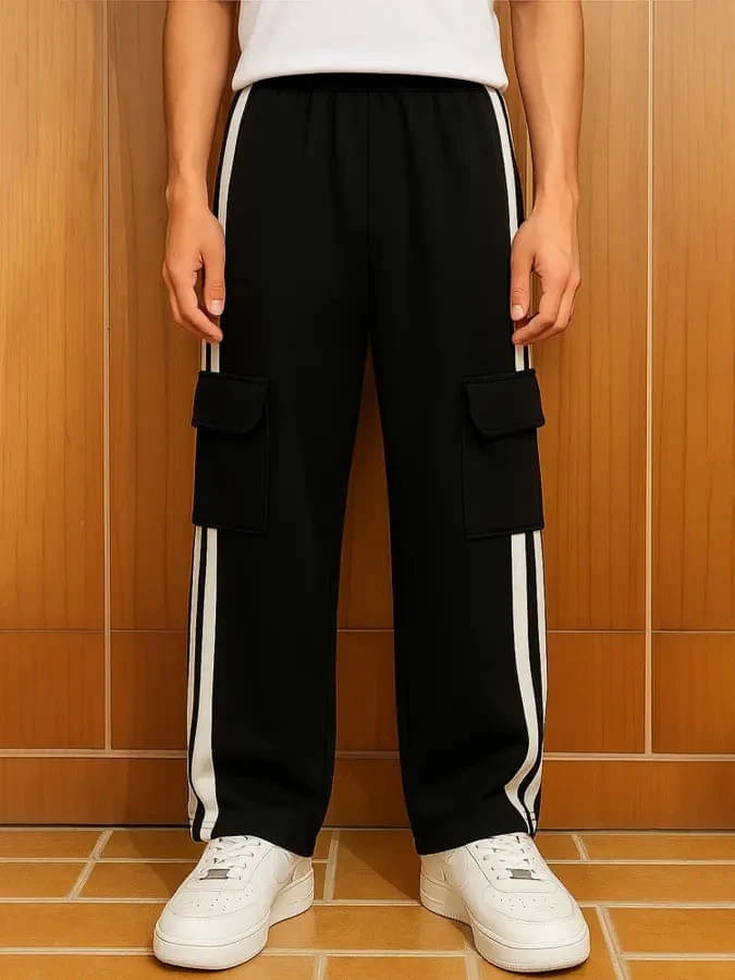     			JUMP CUTS Regular Flat Men's Cargos - Black ( Pack of 1 )