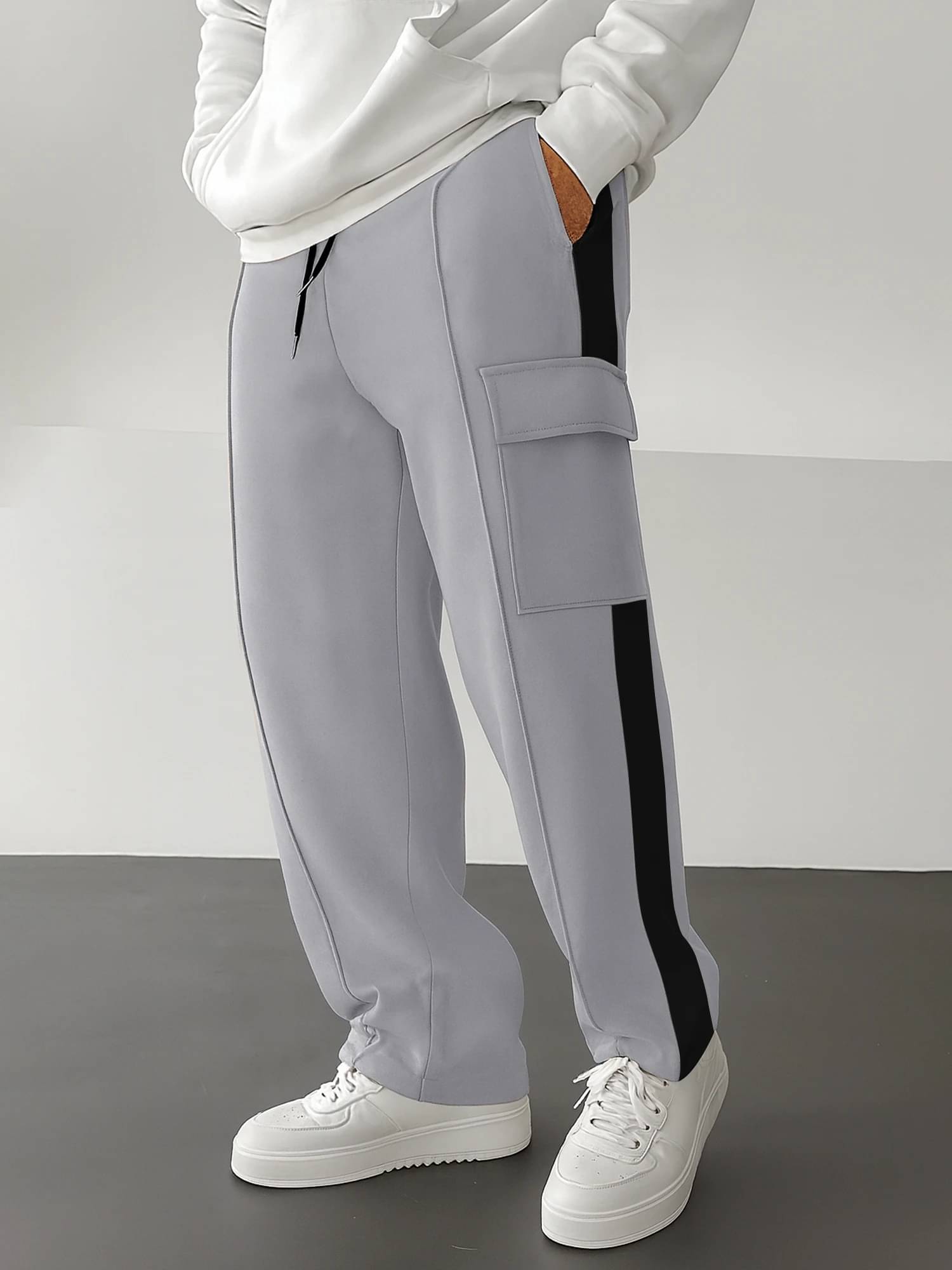     			JUMP CUTS Relax Flat Men's Cargos - Grey ( Pack of 1 )