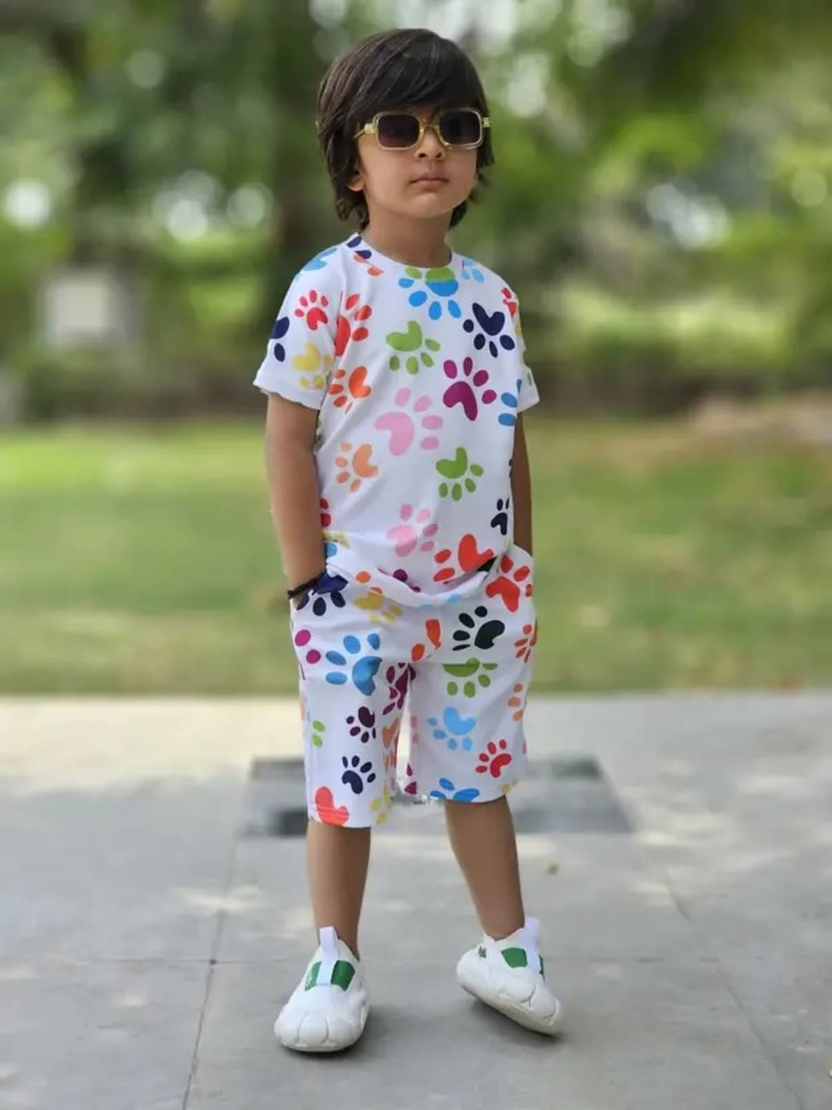 Lakhdatar Pack of 1 Boys Cotton Blend T-Shirt & Shorts Set ( White ) Lakhdatar Pack of 1 Boys Cotton Blend T-Shirt & Shorts Set ( White )