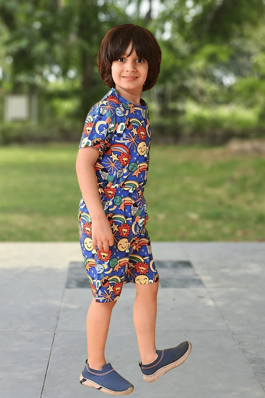    			Lakhdatar Pack of 1 Boys Cotton Blend T-Shirt & Shorts Set ( Blue )