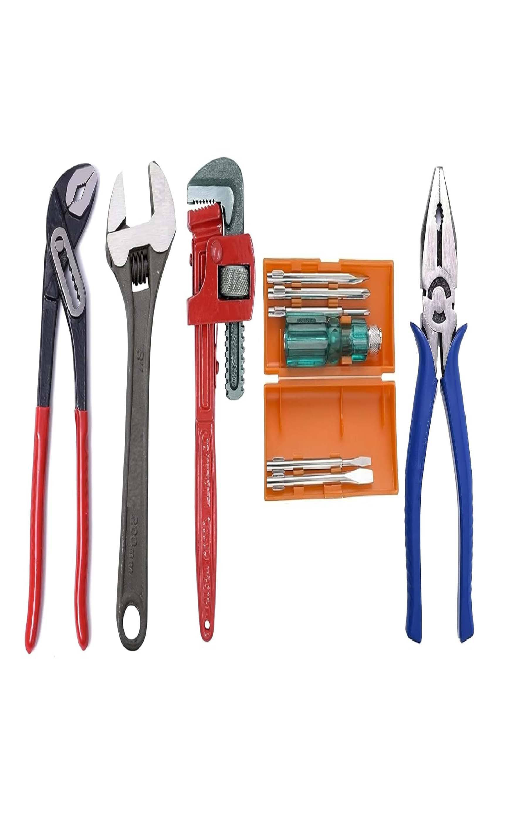     			MS AGROTECH  Professional Hand Tool Kit | Adjustable Wrench, Pipe Wrench, Screwdriver Set & Plier for Household & Garage Repairs