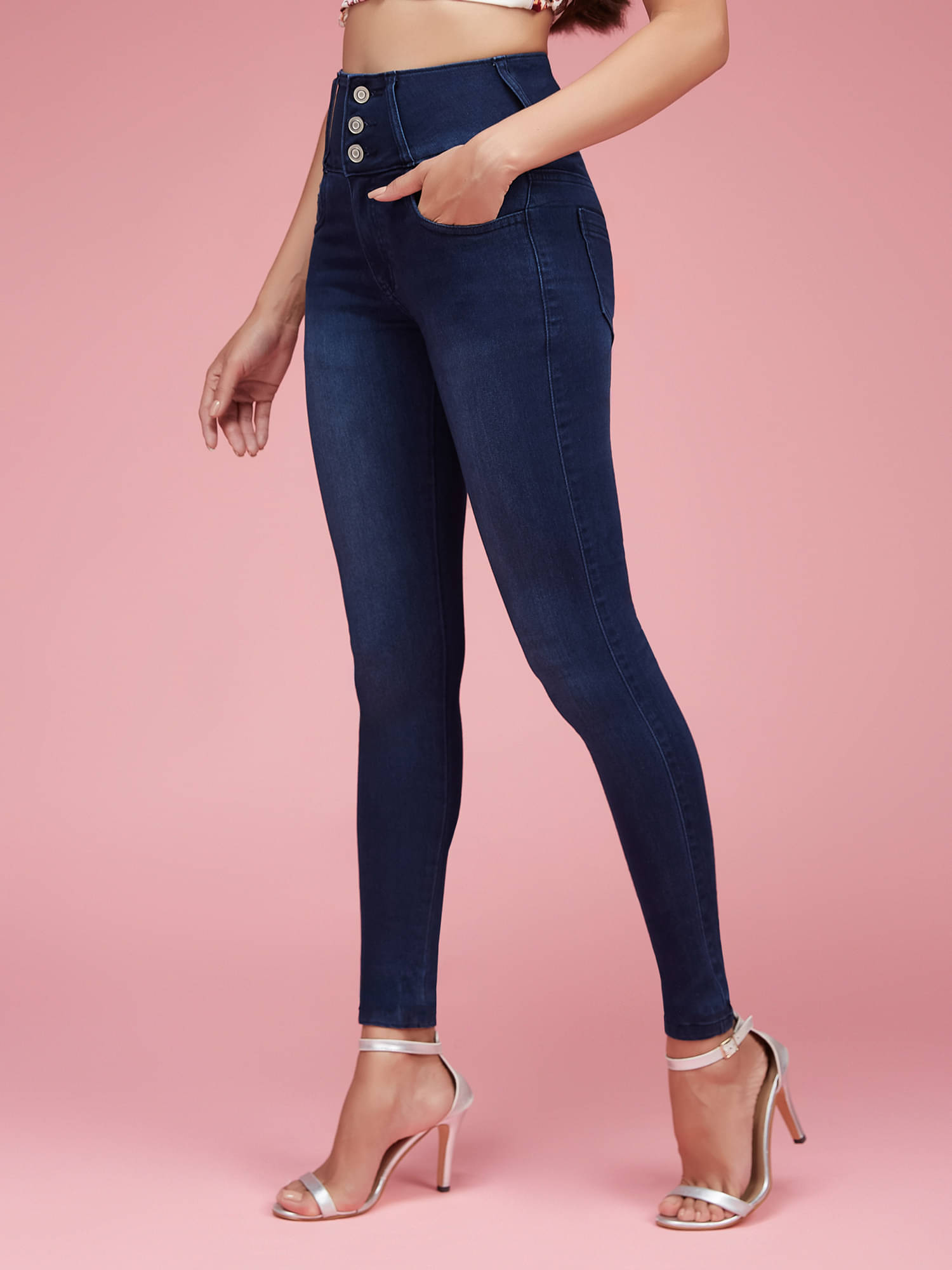     			Miss Chase Women's Skinny Fit High-Rise Jeans ( Navy )