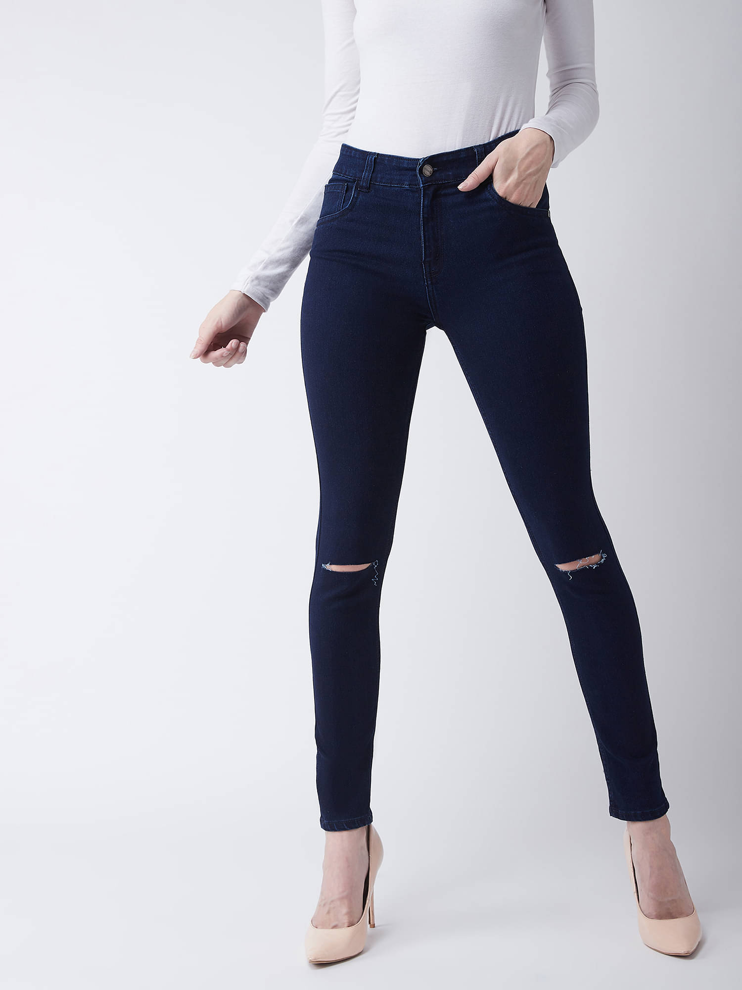     			Miss Chase Women's Skinny Fit High-Rise Jeans ( Navy )