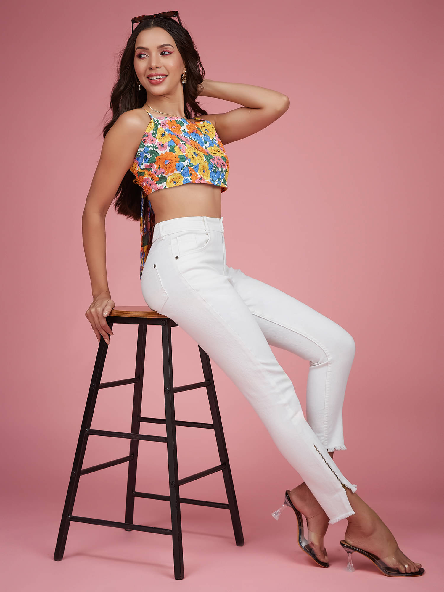     			Miss Chase Women's Skinny Fit High-Rise Jeans ( White )
