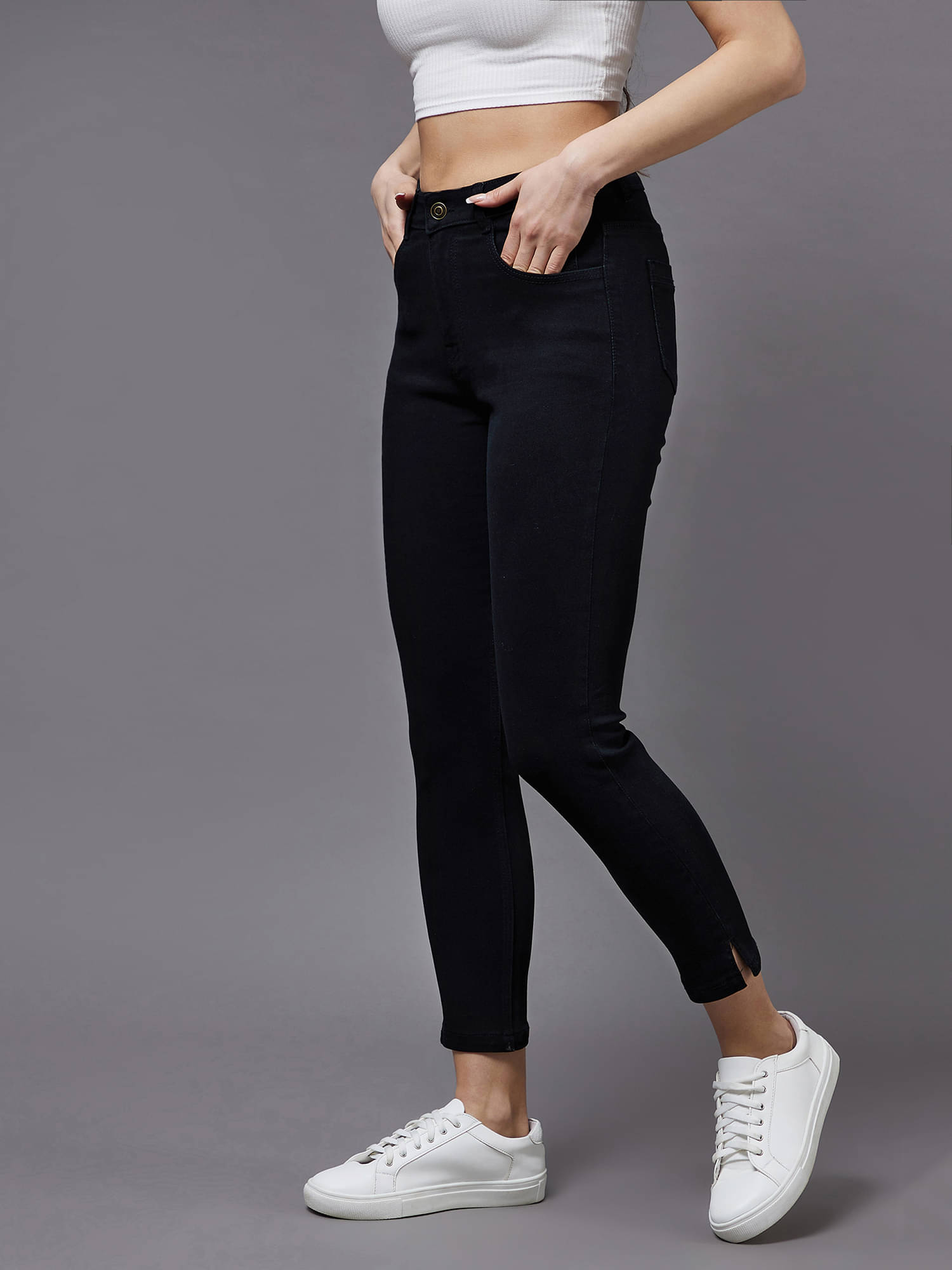     			Miss Chase Women's Skinny Fit High-Rise Jeans ( Black )