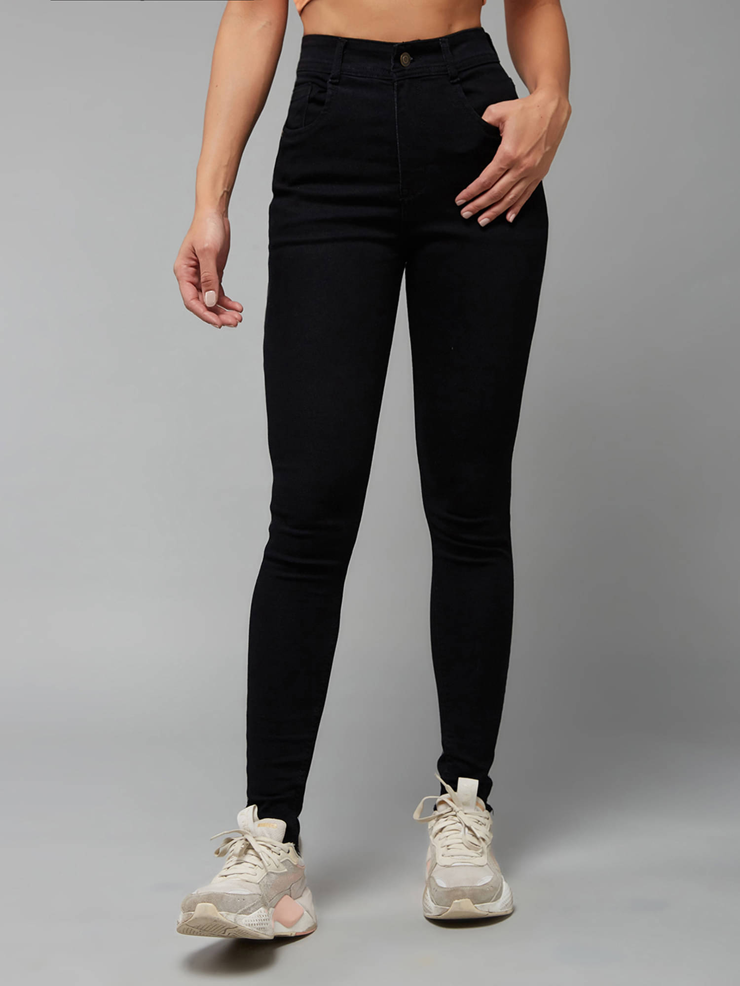     			Miss Chase Women's Slim Fit High-Rise Jeans ( Black )