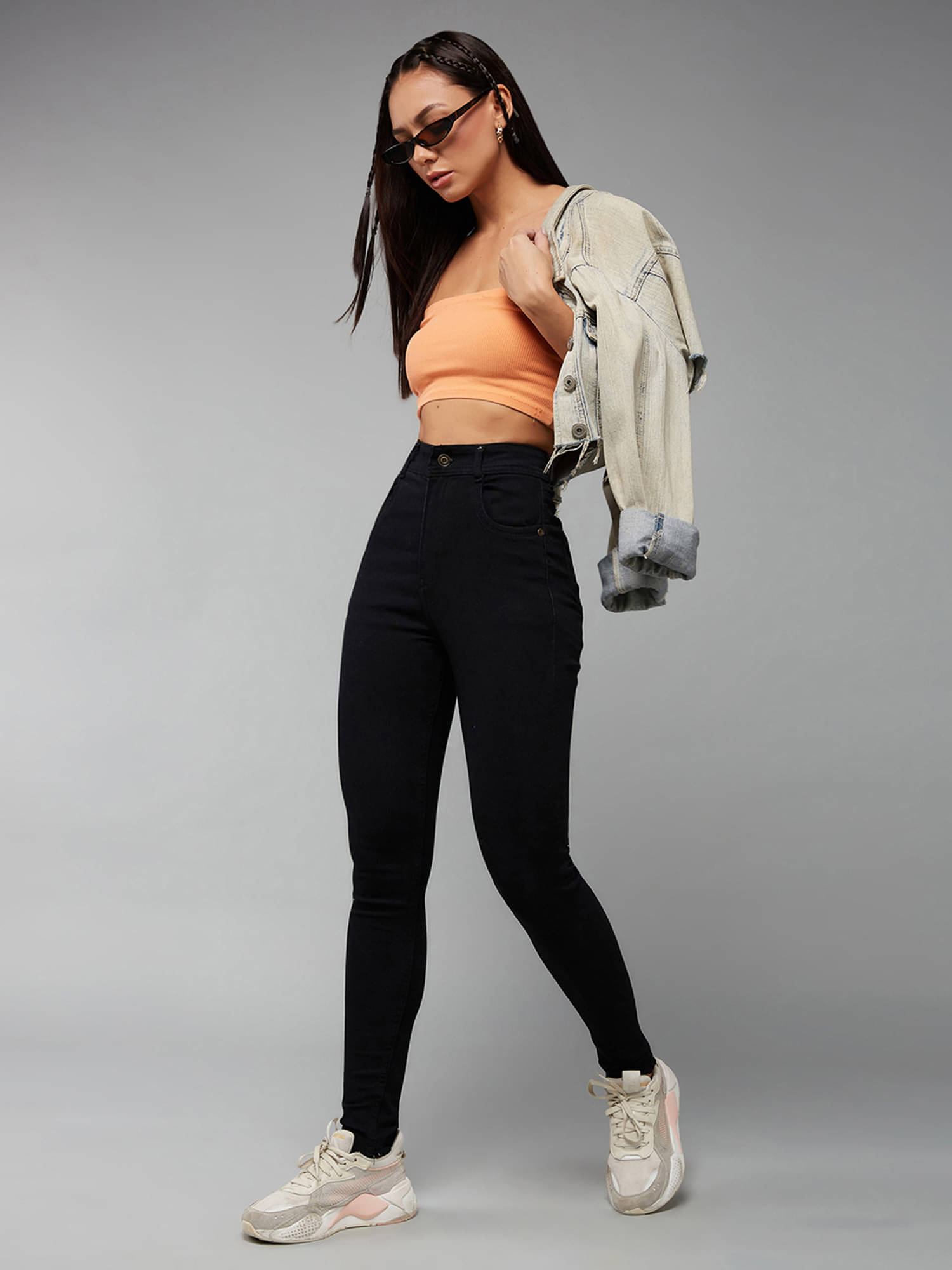     			Miss Chase Women's Slim Fit High-Rise Jeans ( Black )