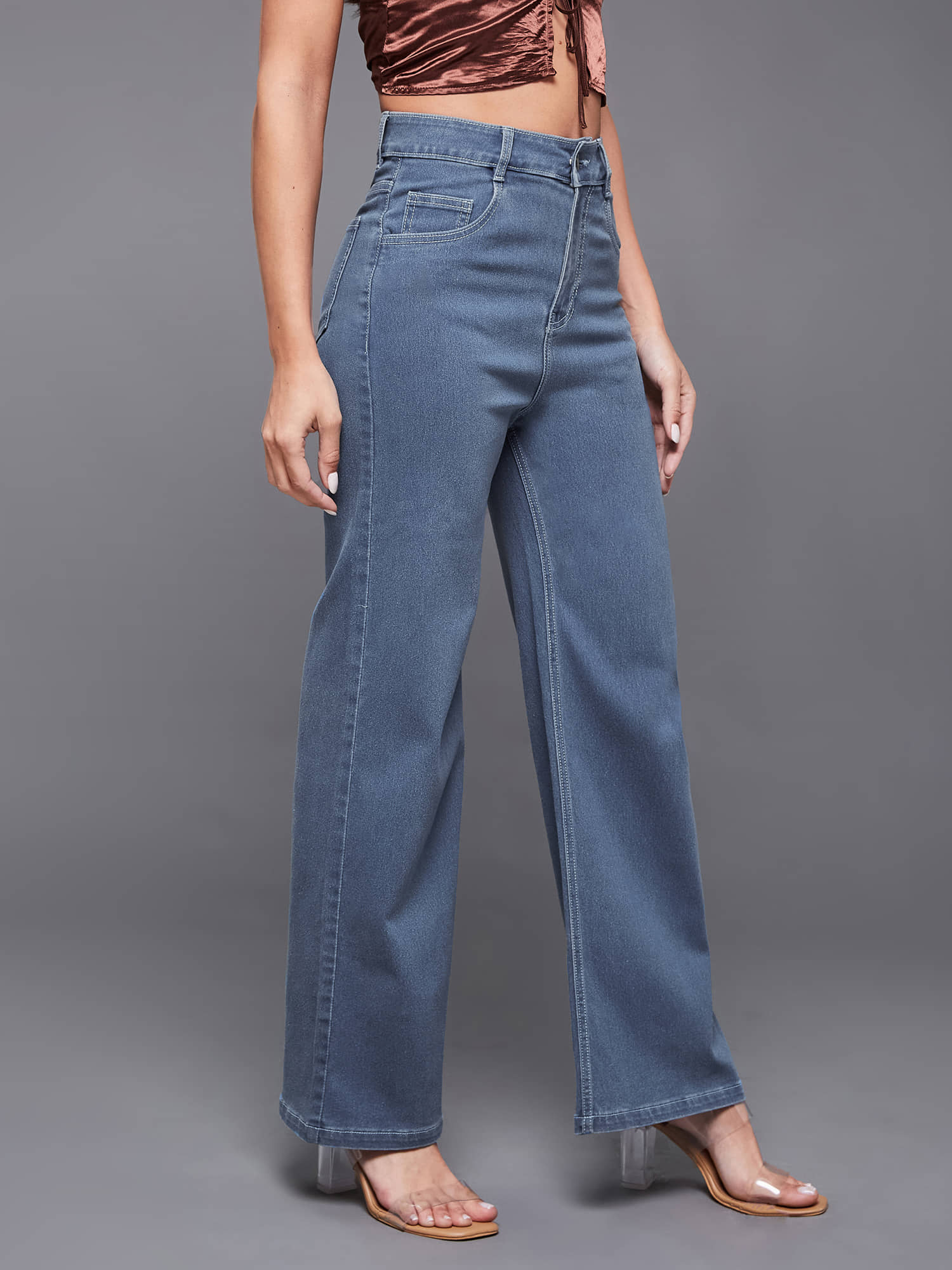 Miss Chase Women's Wide Leg High-Rise Jeans ( Blue ) - Jeans | Buy online on ZillyBuy