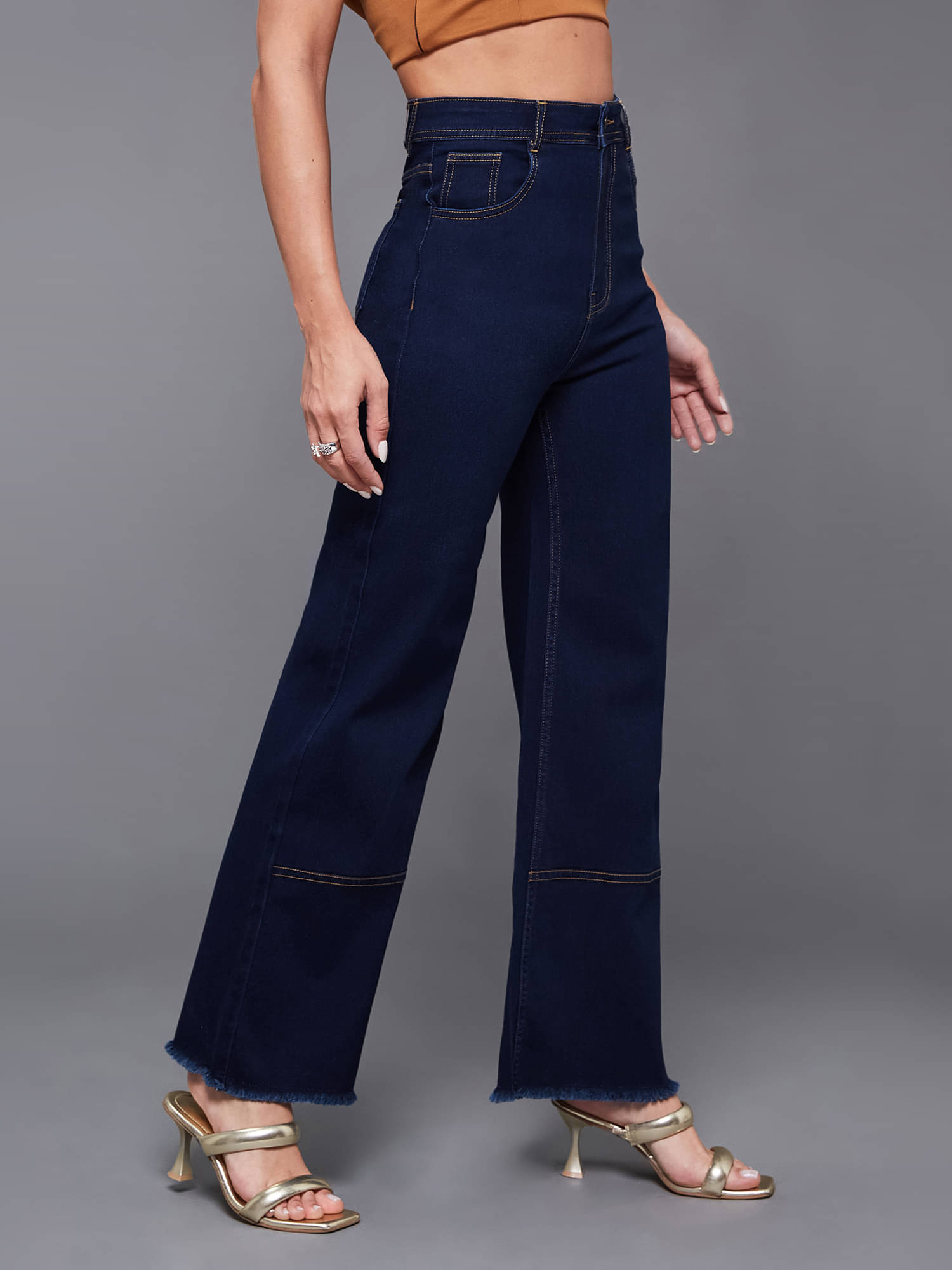     			Miss Chase Women's Wide Leg High-Rise Jeans ( Blue )