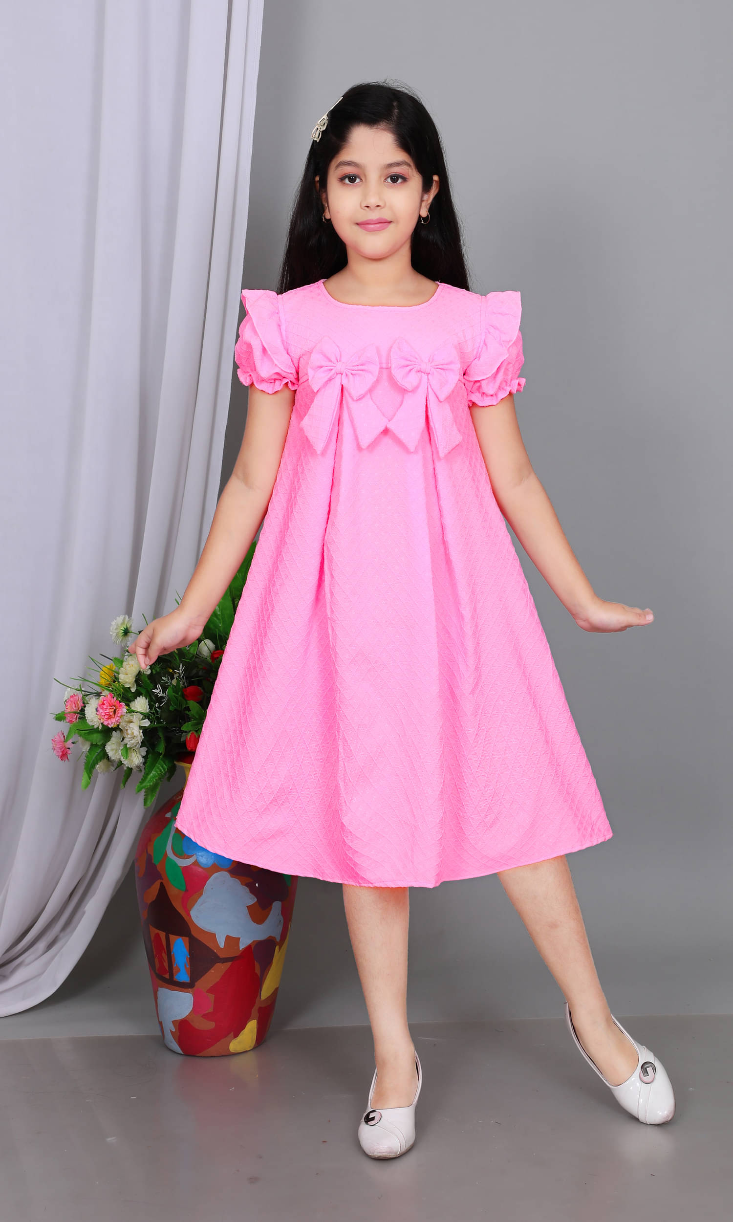 NEWSIFA Cotton Blend Dress For Girls ( Pack of 1 , Pink ) NEWSIFA Cotton Blend Dress For Girls ( Pack of 1 , Pink )
