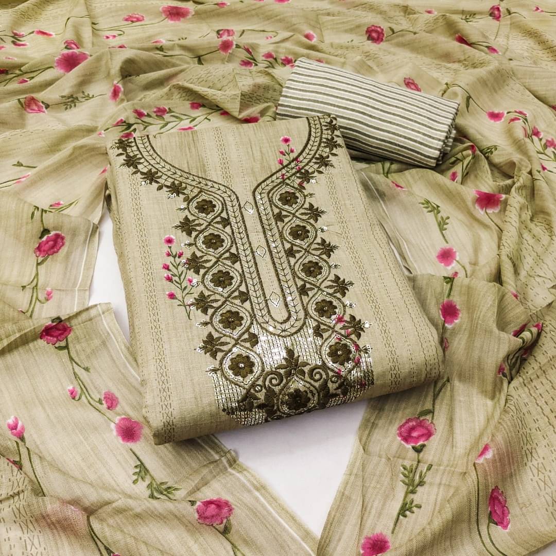     			Panbai sarees Women Cotton Blend Unstitched Dress Material ( Mustard )