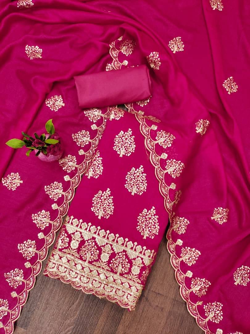 Panbai sarees Women Cotton Blend Unstitched Dress Material ( Pink ) Panbai sarees Women Cotton Blend Unstitched Dress Material ( Pink )